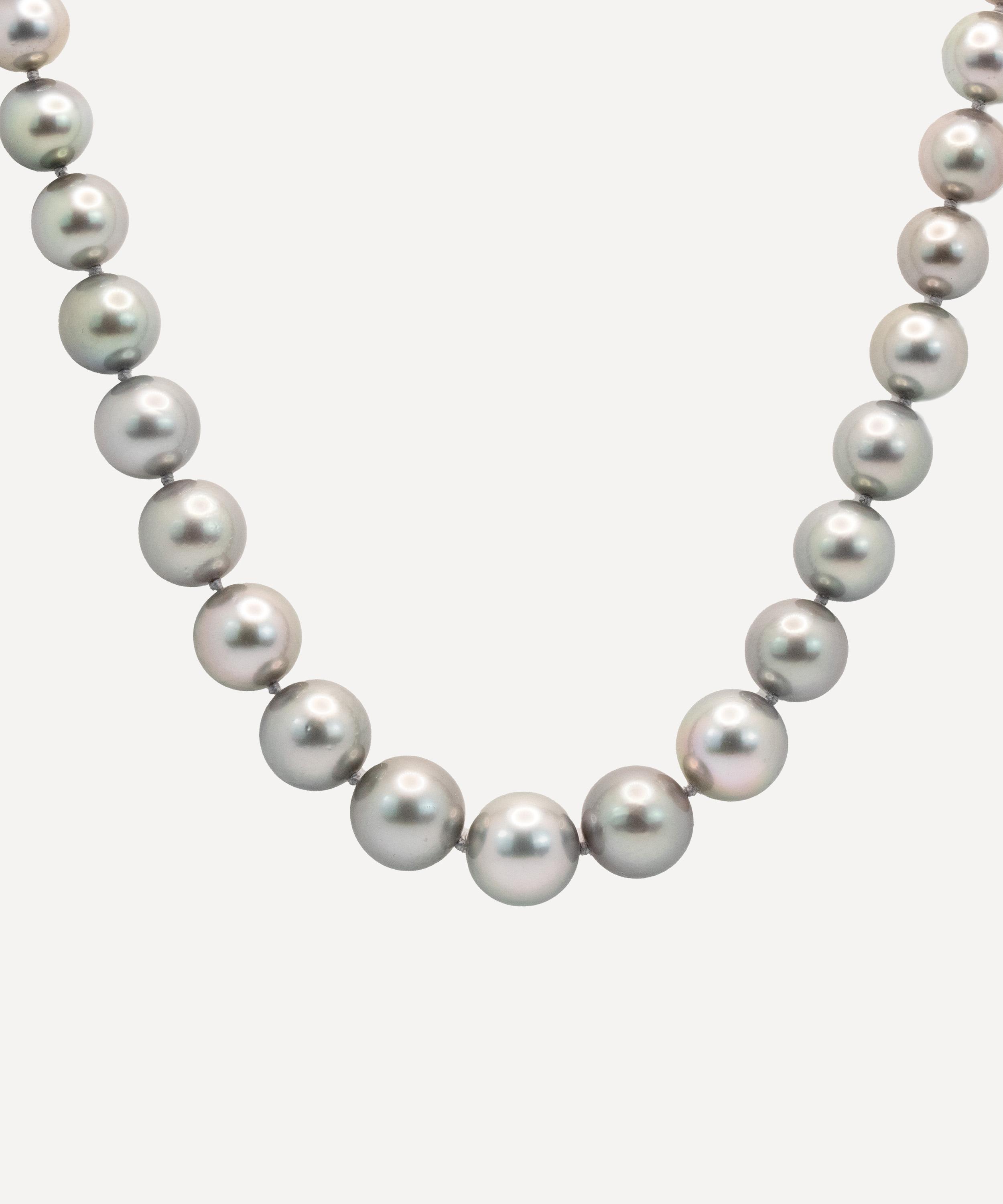 Kojis - 18ct White Gold Graduated Tahitian Cultured Pearl and Diamond Necklace image number 0