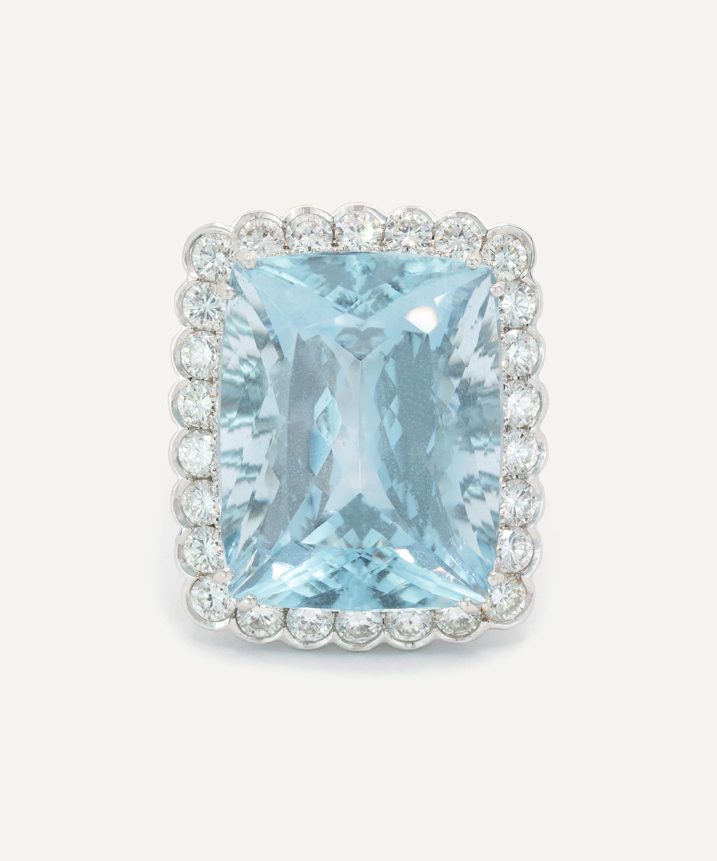 Kojis - 18ct White Gold Large Aquamarine Daisy Cluster Ring image number 0