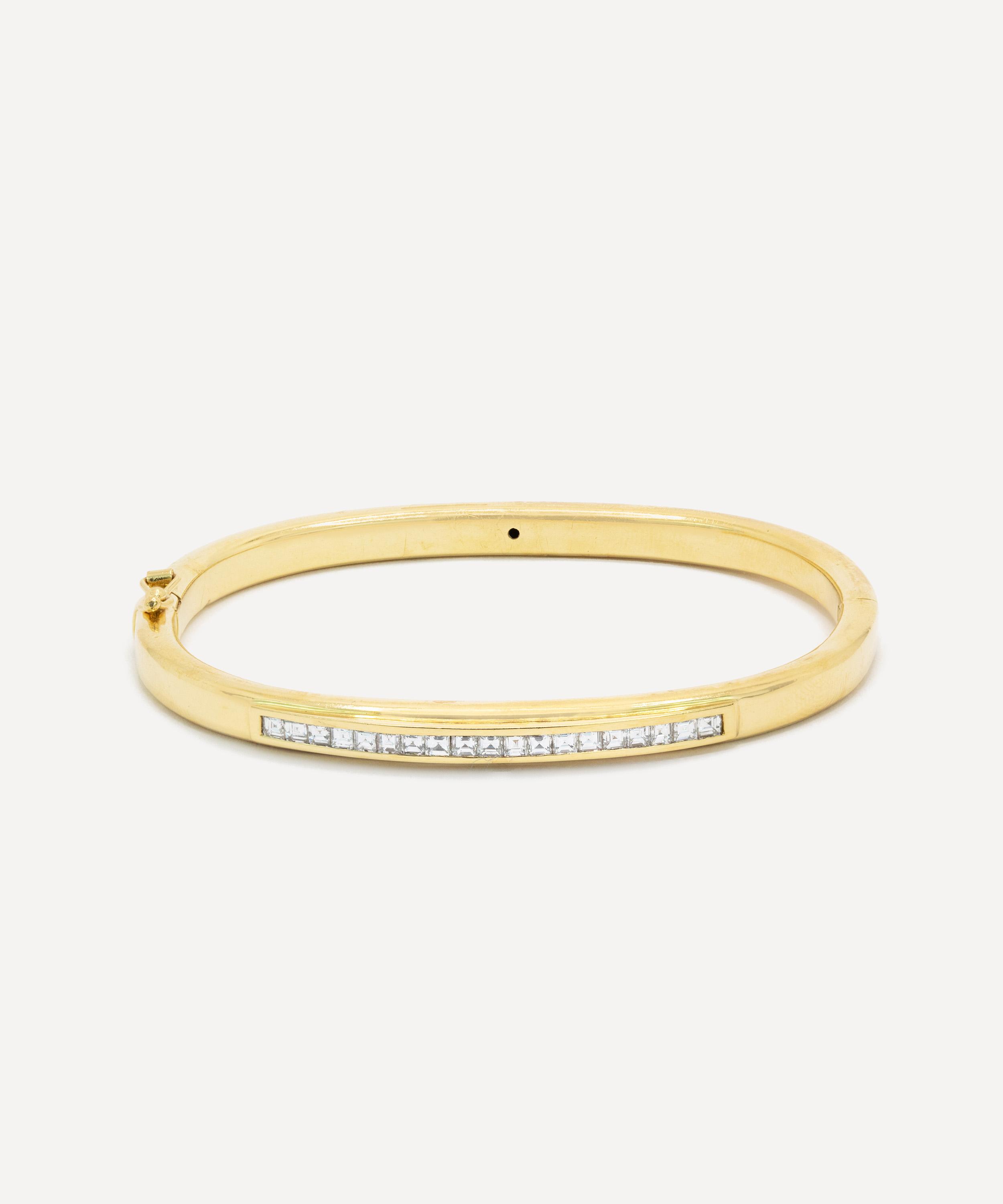 Kojis - 18ct Gold Vintage Step-Cut Diamond Bangle Bracelet image number 0