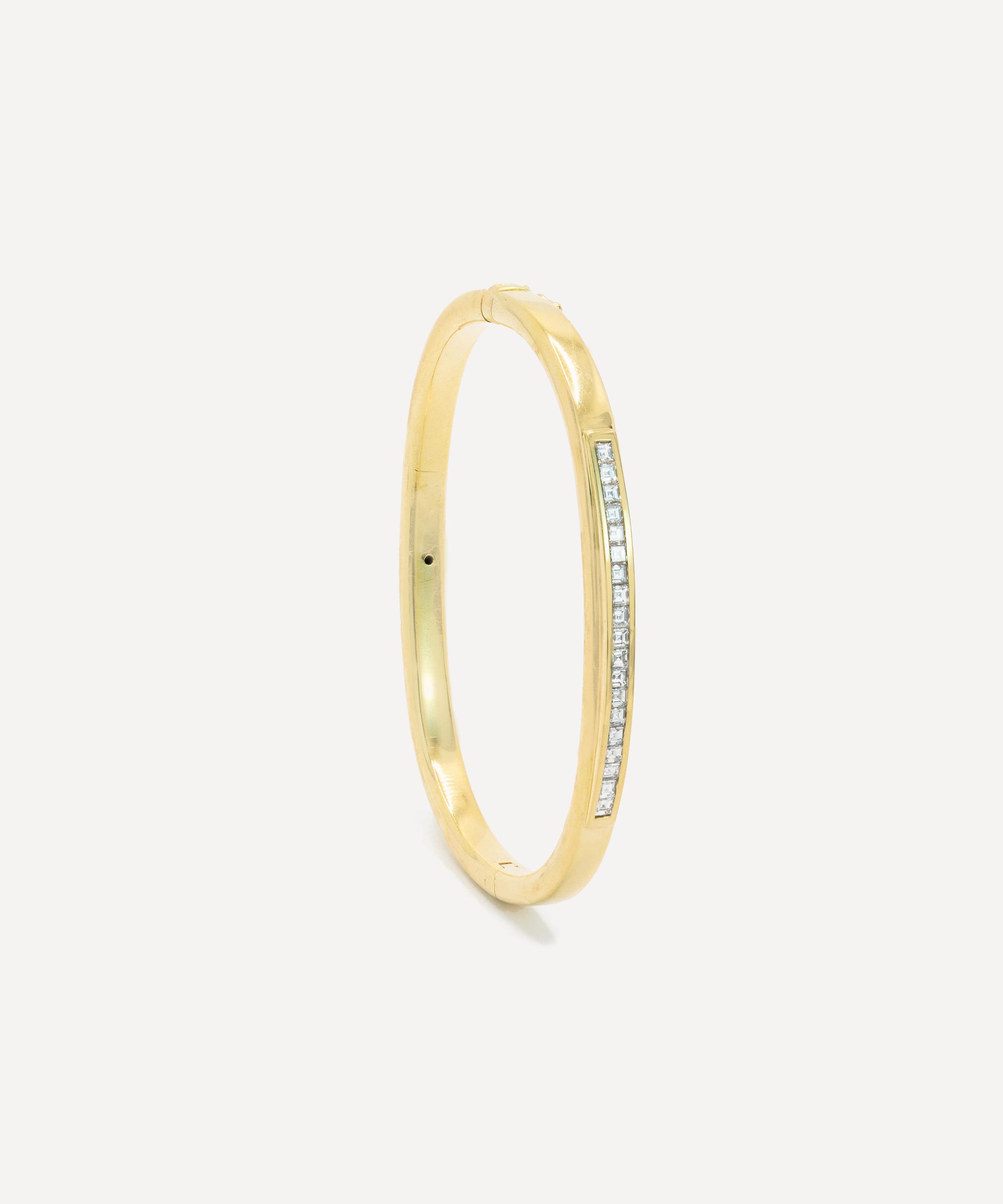 Kojis - 18ct Gold Vintage Step-Cut Diamond Bangle Bracelet image number 1