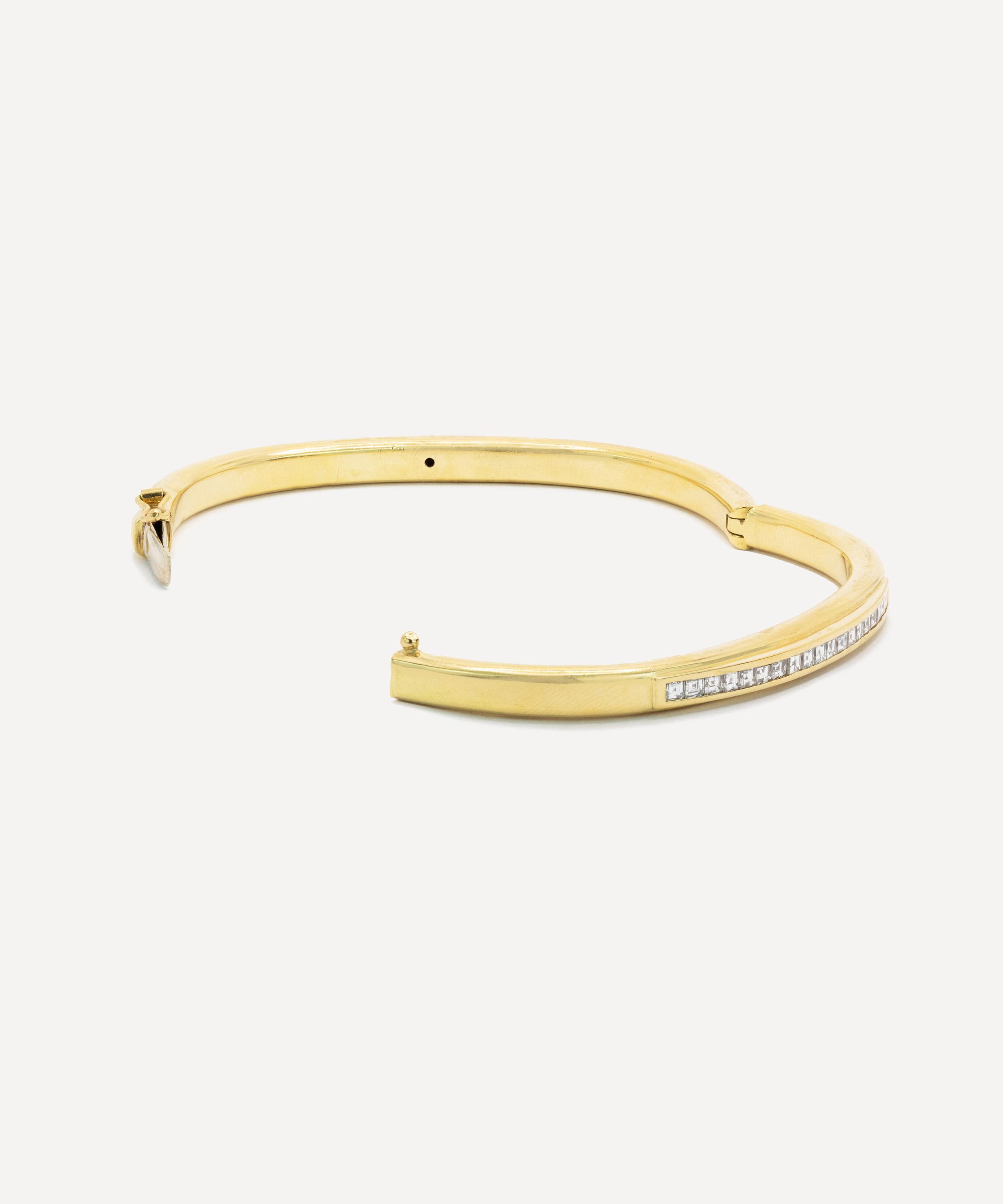 Kojis - 18ct Gold Vintage Step-Cut Diamond Bangle Bracelet image number 2