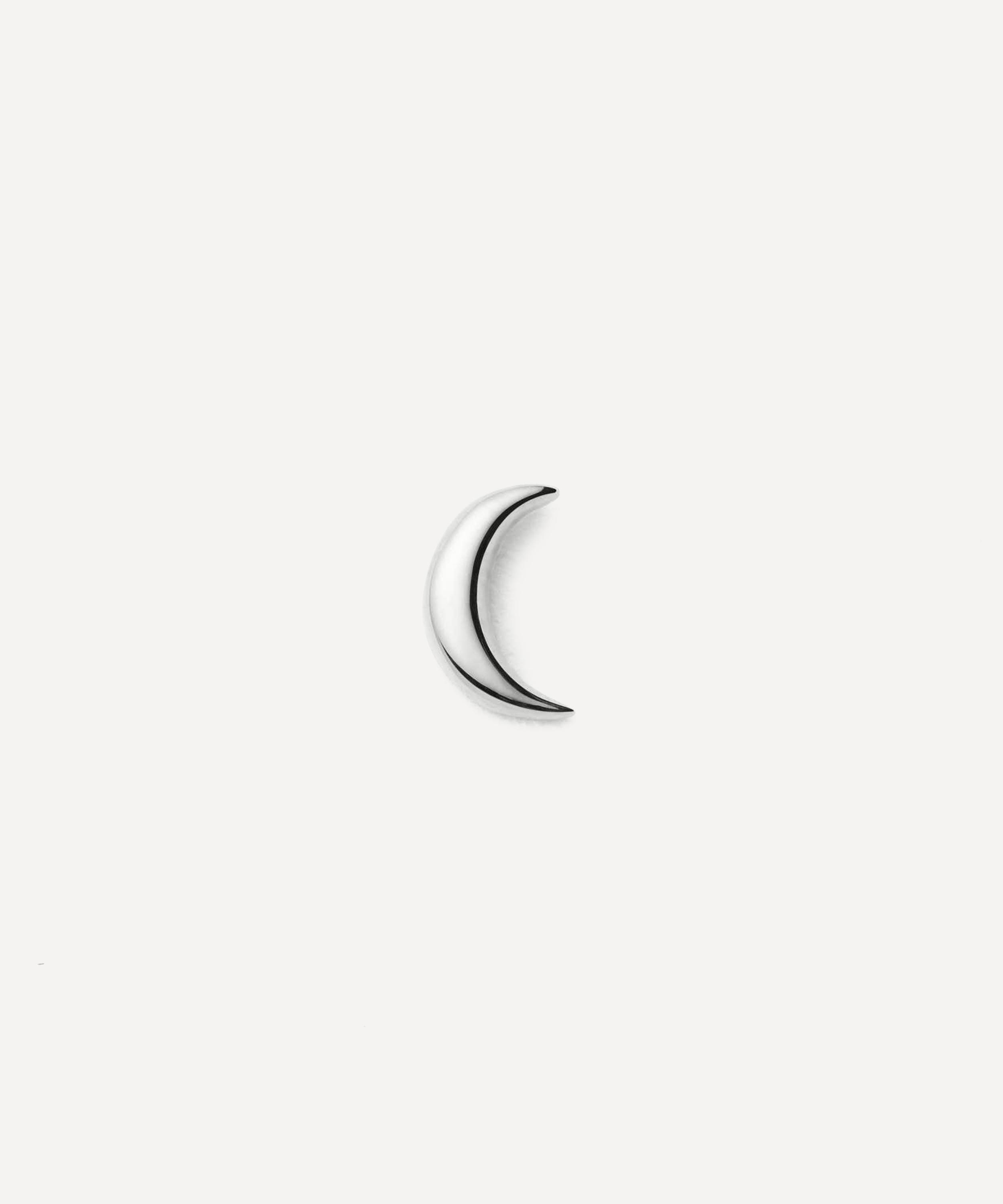 Missoma - 14ct White Gold Fine Moon Stud Earring image number 0
