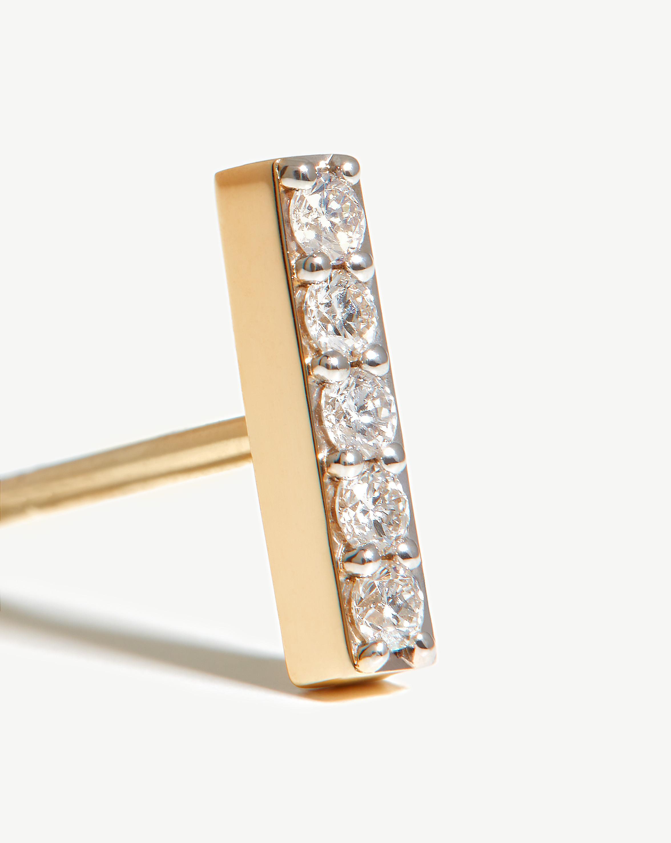 Missoma - 14ct Gold Fine Diamond Bar Stud Earring image number 0