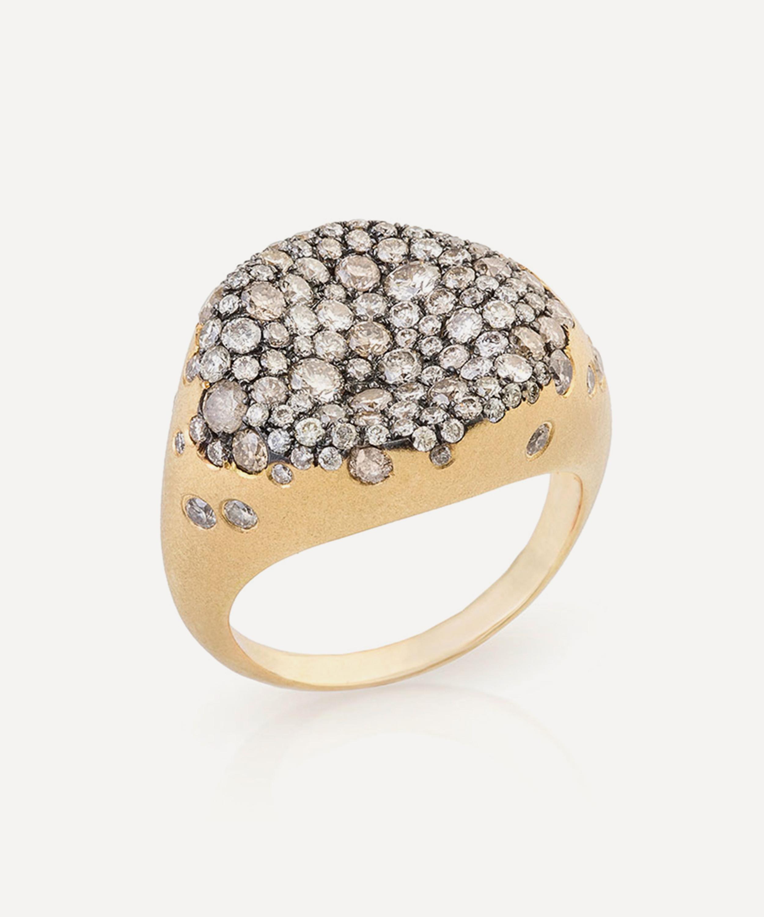 Nada Ghazal - 18ct Gold Baby Malak Original Champagne Round Ring image number 0