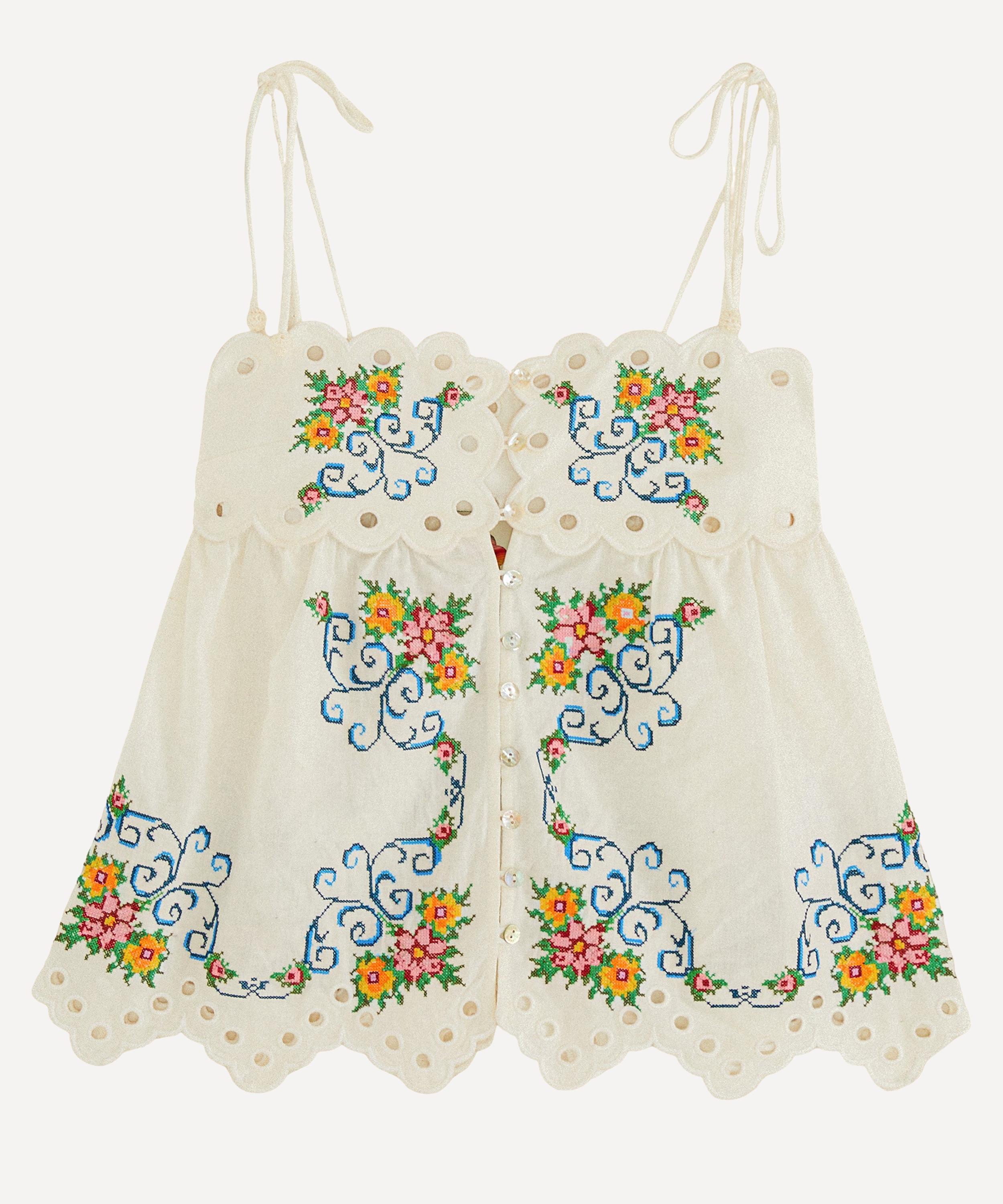 FARM Rio - Off-White Grandmas Treasure Lacy Sleeveless Blouse