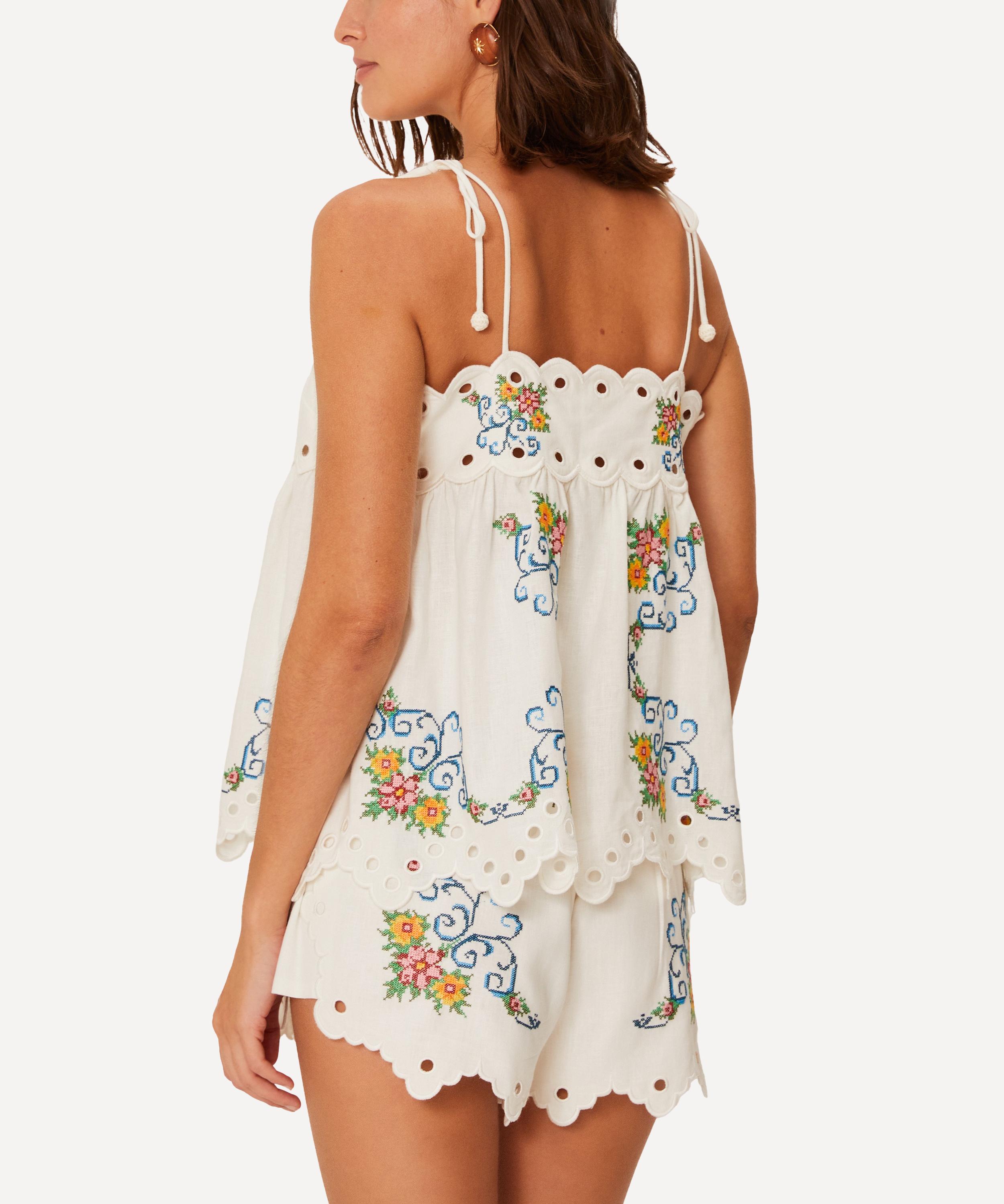 FARM Rio - Off-White Grandmas Treasure Lacy Sleeveless Blouse image number 2