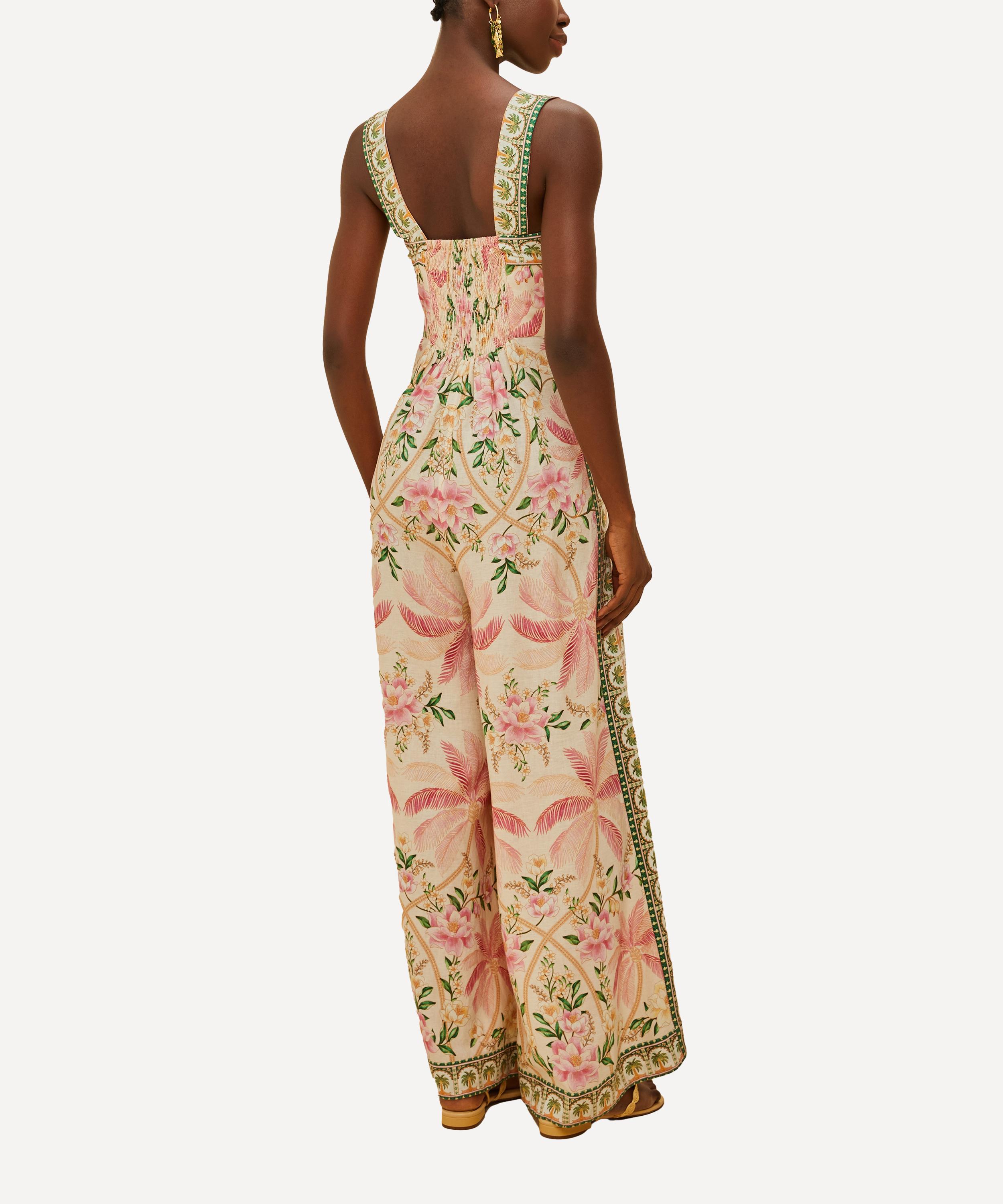 FARM Rio - Off-White Palm Tree Eyelet Jumpsuit image number 1