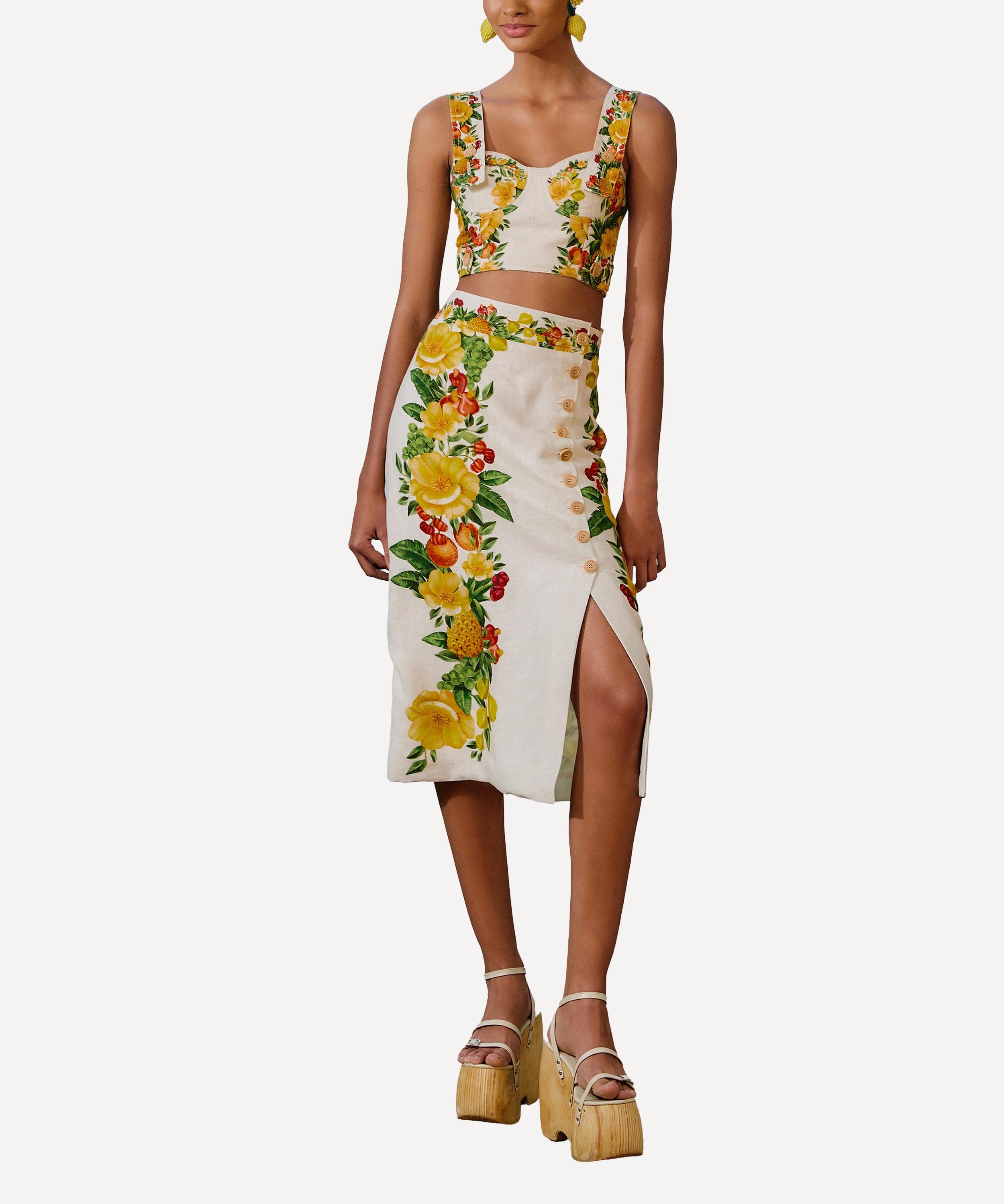 FARM Rio - Off-White Picnic Flowers Crop Top