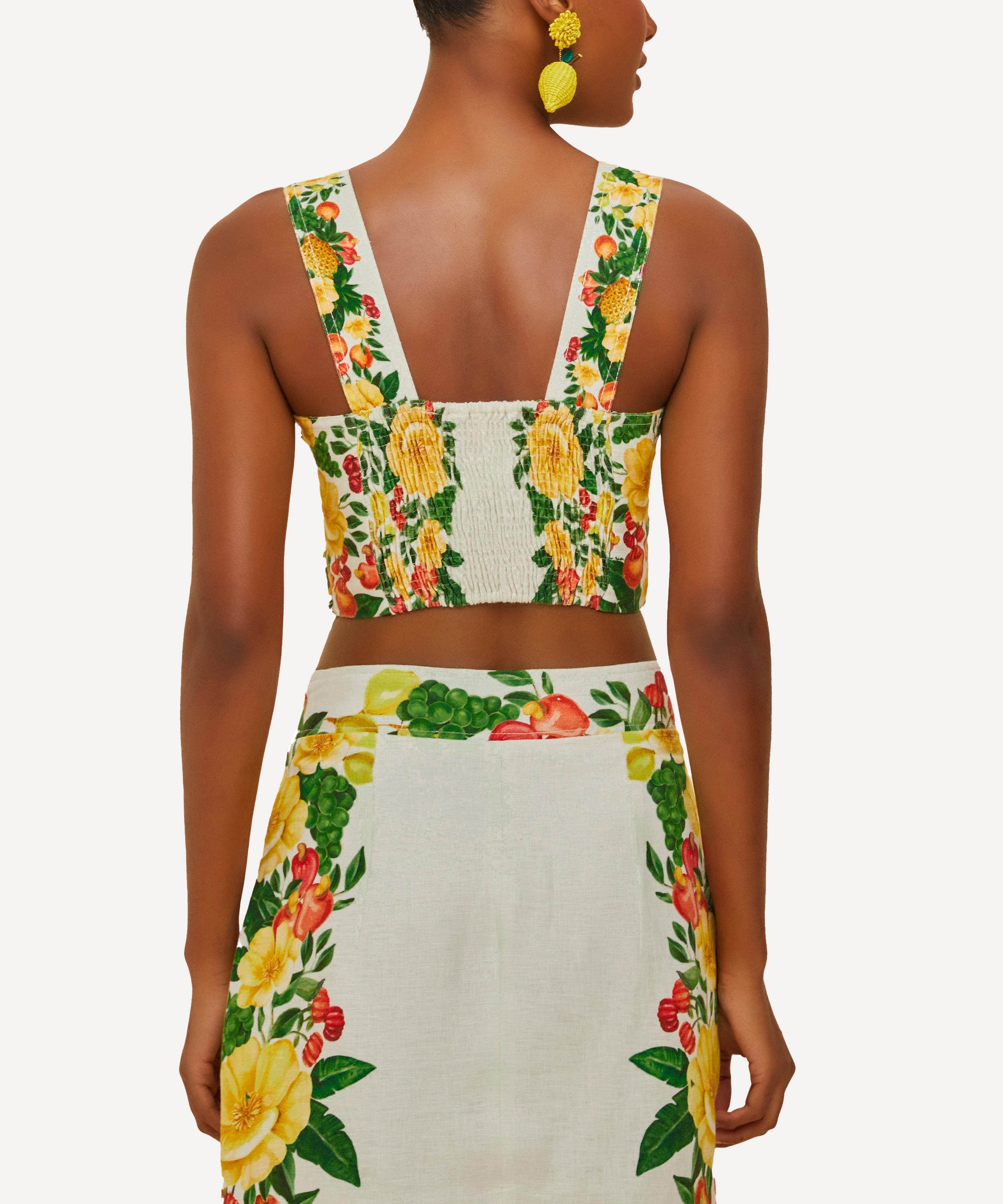 FARM Rio - Off-White Picnic Flowers Crop Top image number 1