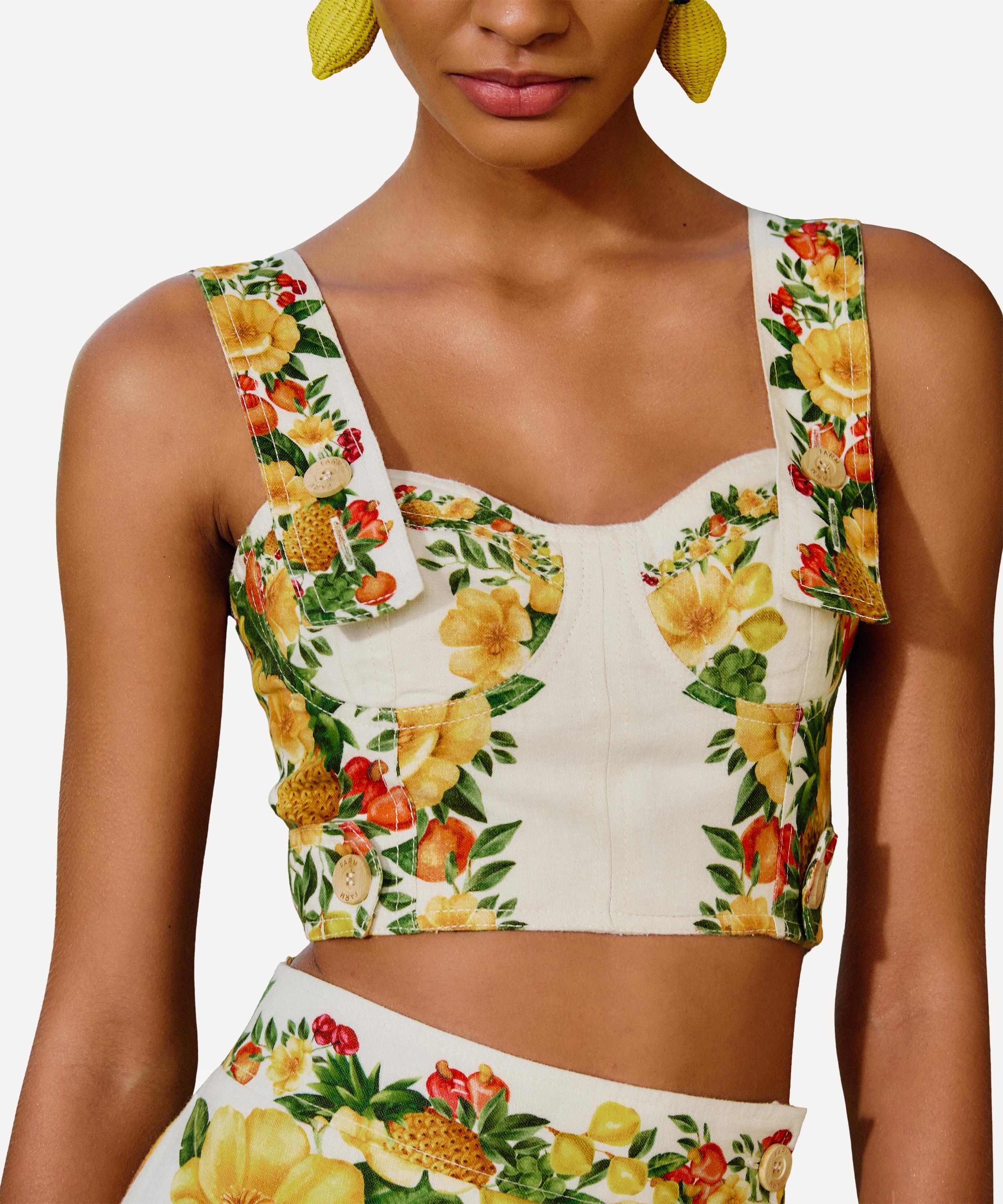 FARM Rio - Off-White Picnic Flowers Crop Top image number 2