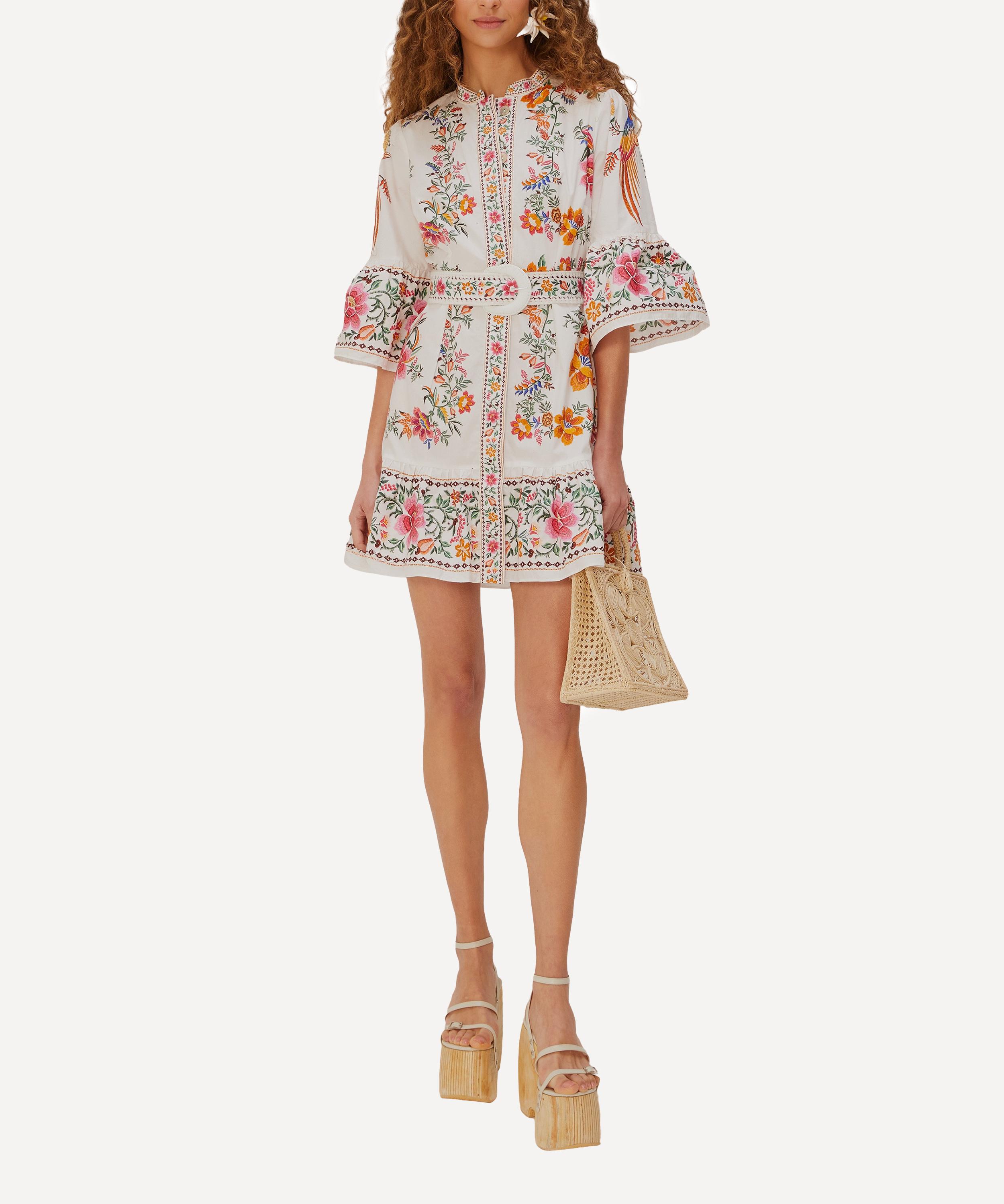 FARM Rio - Off-White Delicate Forest Scarves Mini Dress image number 0
