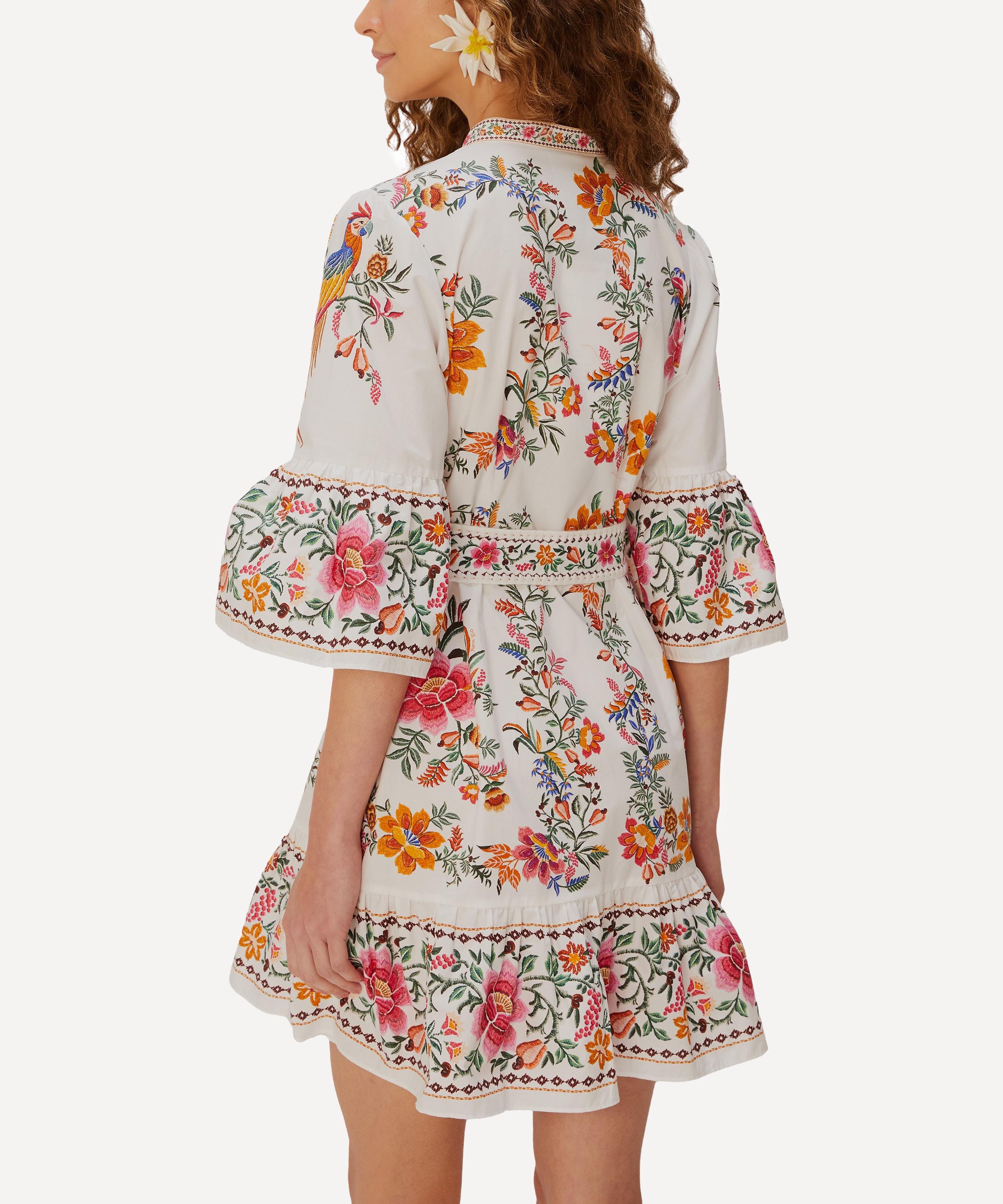FARM Rio - Off-White Delicate Forest Scarves Mini Dress image number 1