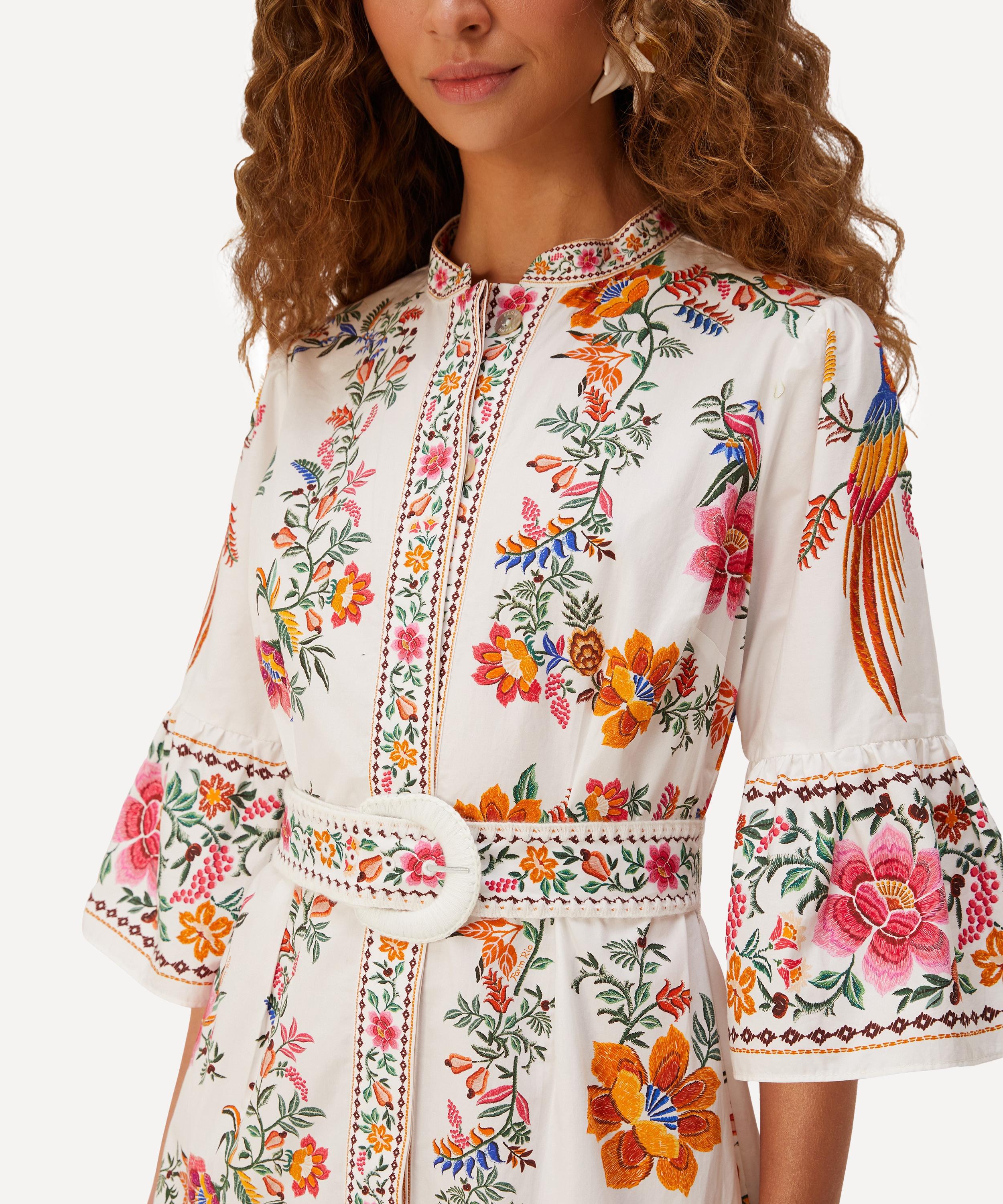 FARM Rio - Off-White Delicate Forest Scarves Mini Dress image number 2