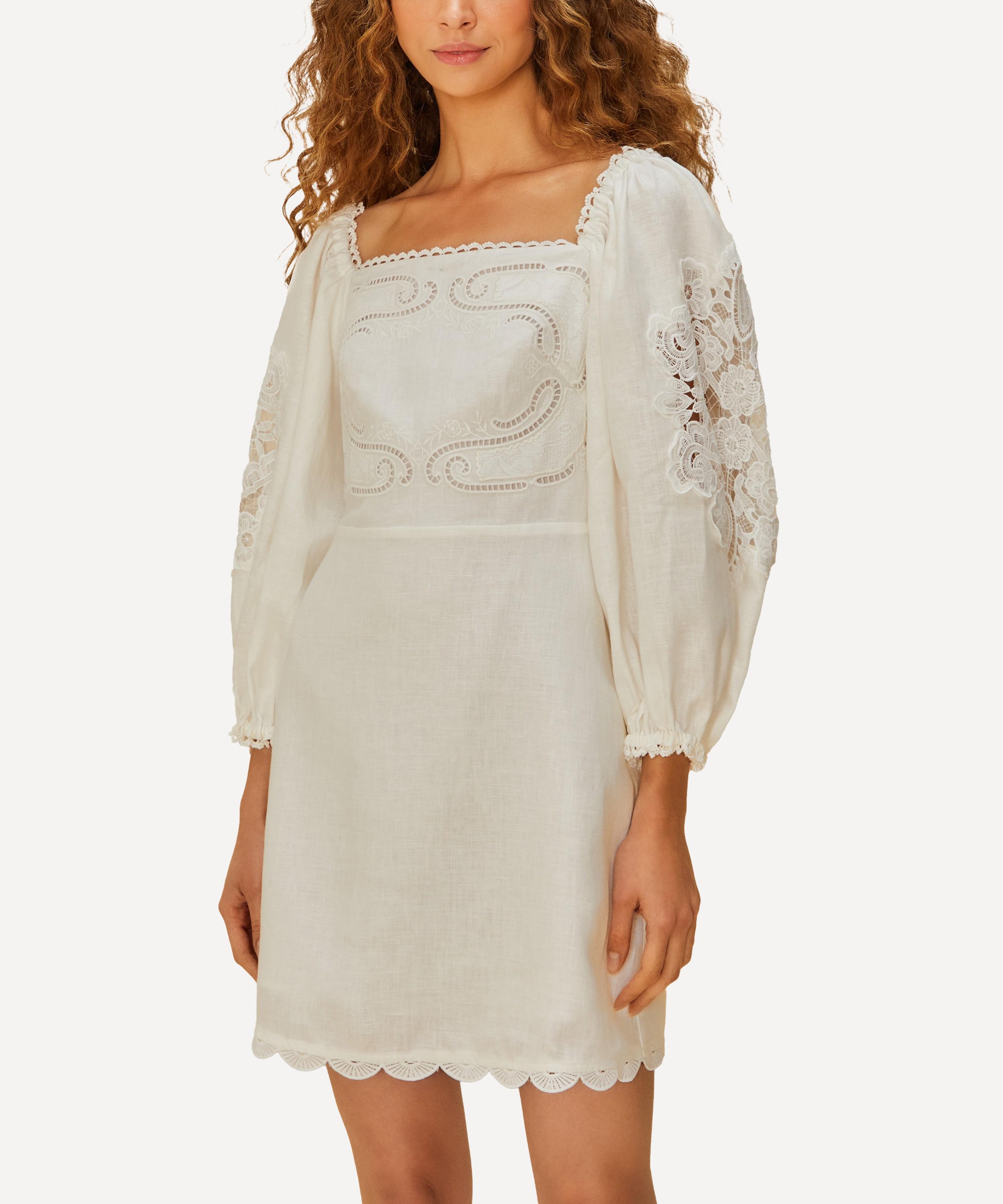 FARM Rio - Off-White Embroidered Mini Dress