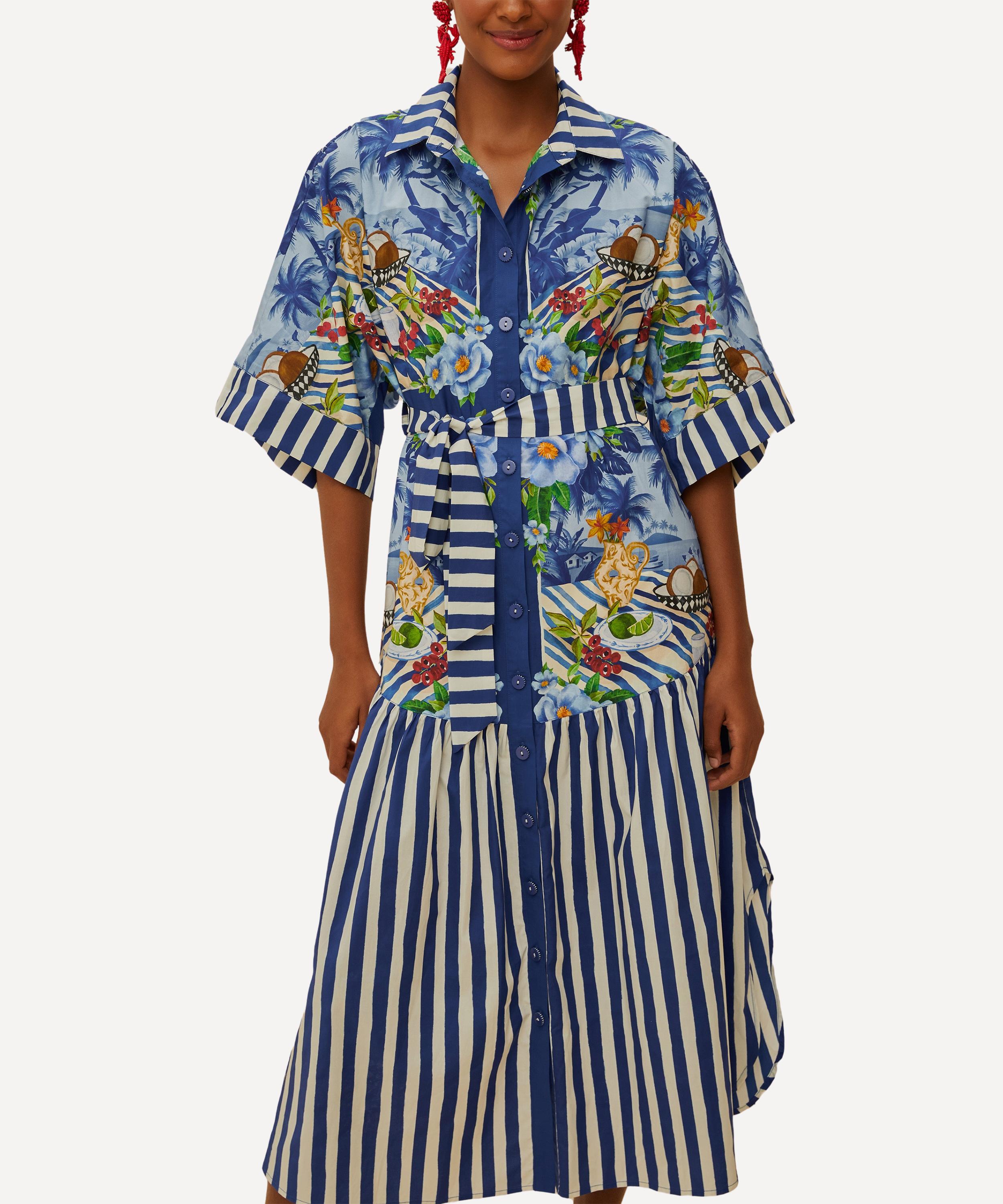 FARM Rio - Blue Fresh Table Scarf Midi Dress
