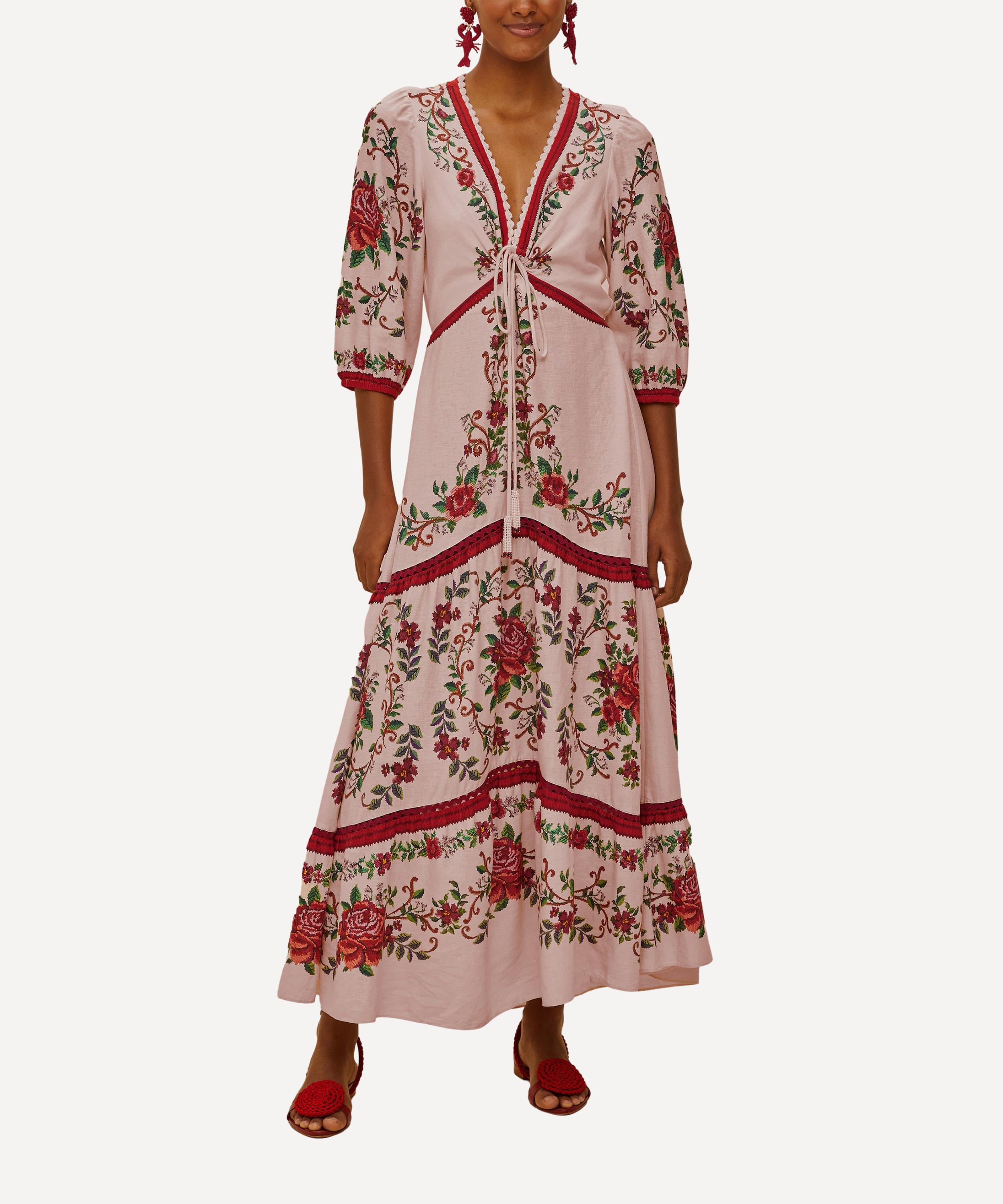 FARM Rio - Pink Flower Tapestry Maxi Dress image number 0