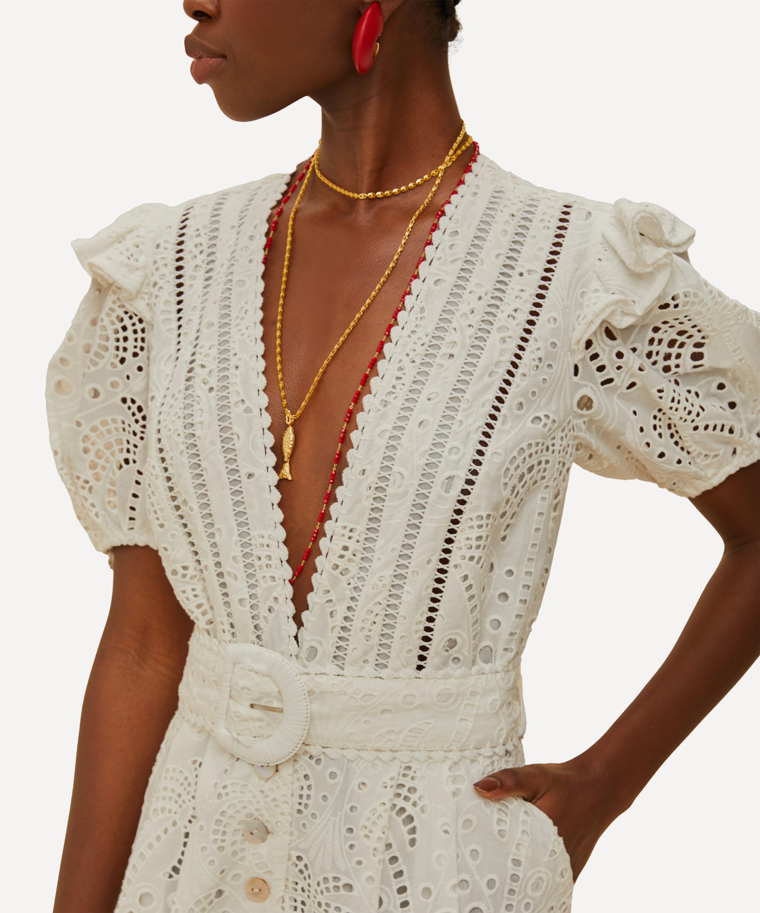 FARM Rio - Off-White Palm Tree Eyelet Jumpsuit image number 2