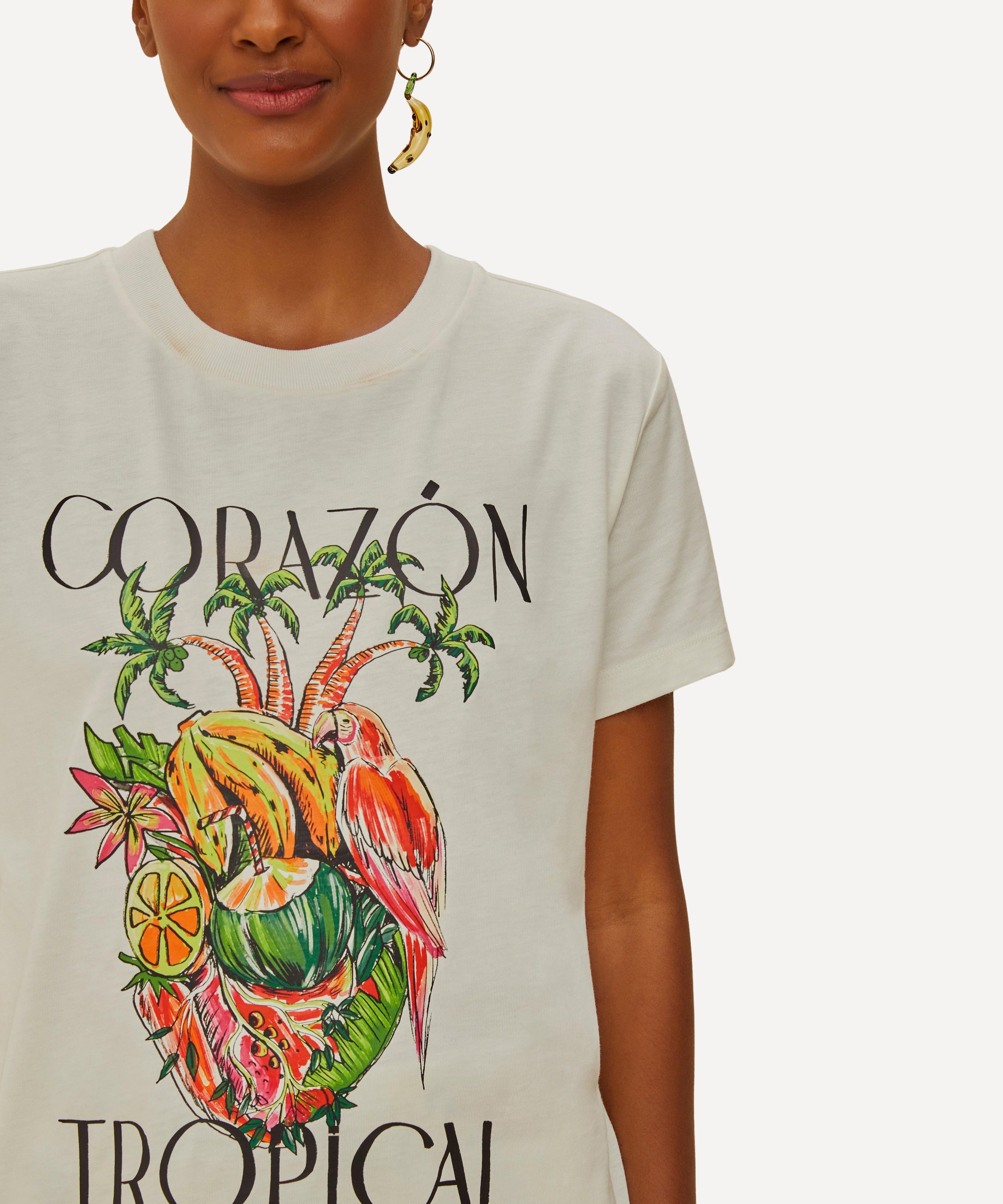 FARM Rio - Off-White Corazón Tropical T-Shirt  image number 2
