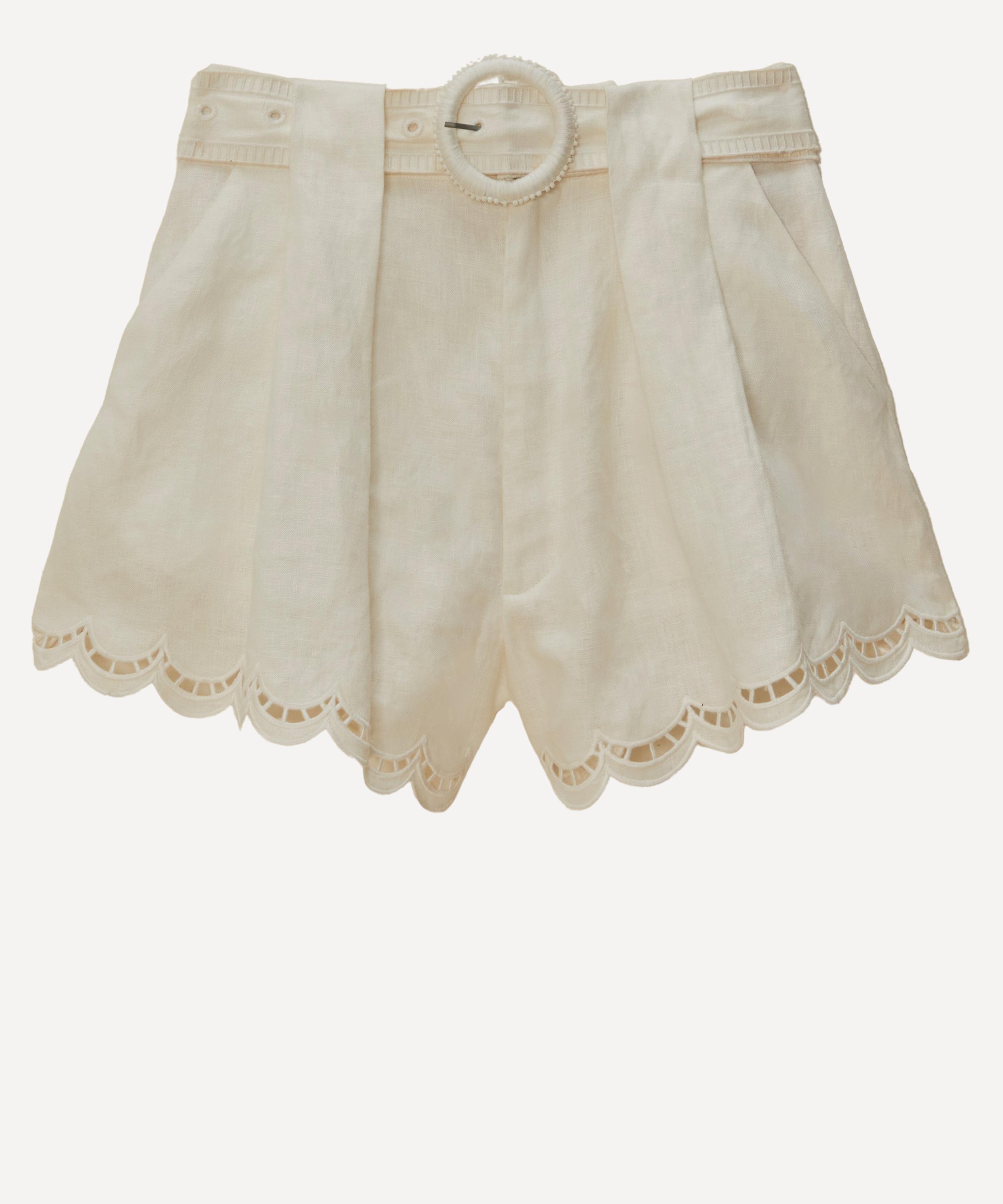 FARM Rio - Off-White Flowers Richelieu Linen Shorts