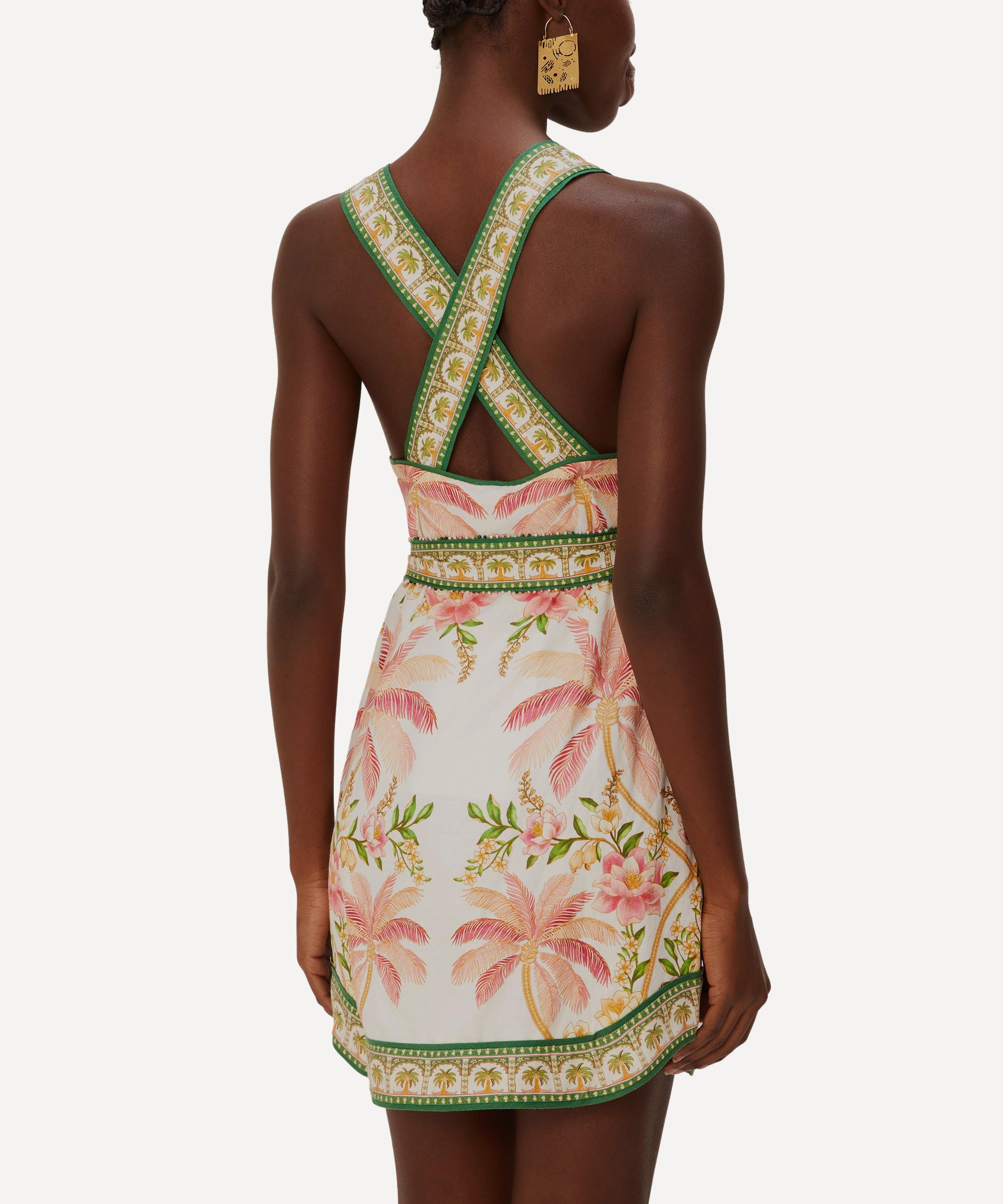 FARM Rio - Off-White Palm Dream Angled Mini Dress image number 1