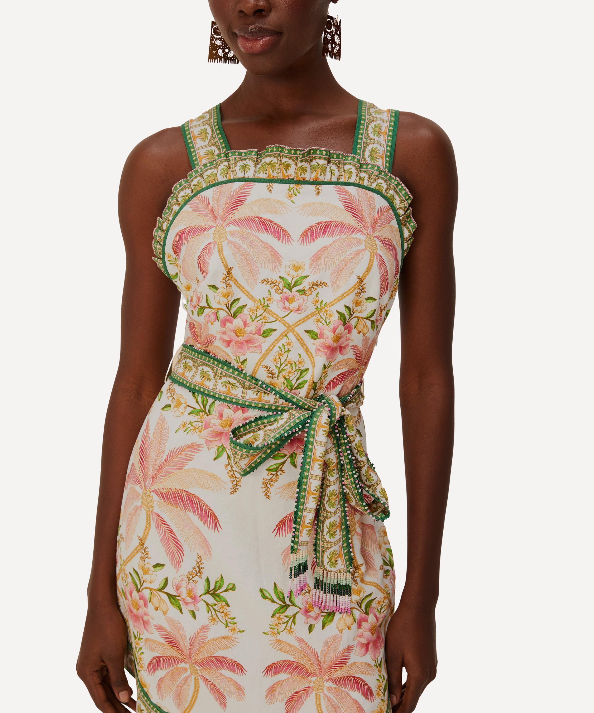 FARM Rio - Off-White Palm Dream Angled Mini Dress image number 2