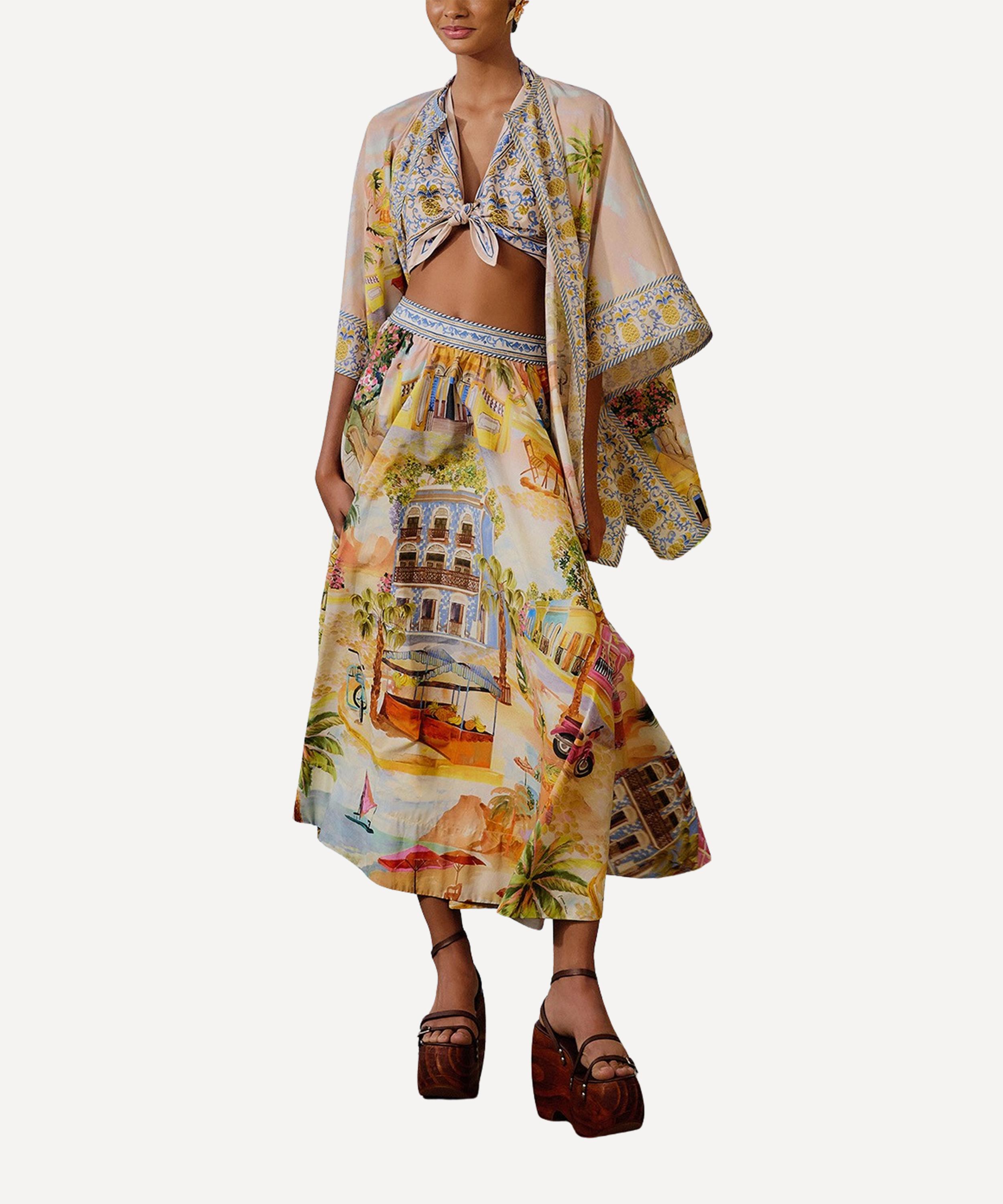 FARM Rio - Multicolor Aracati Midi Skirt image number 0
