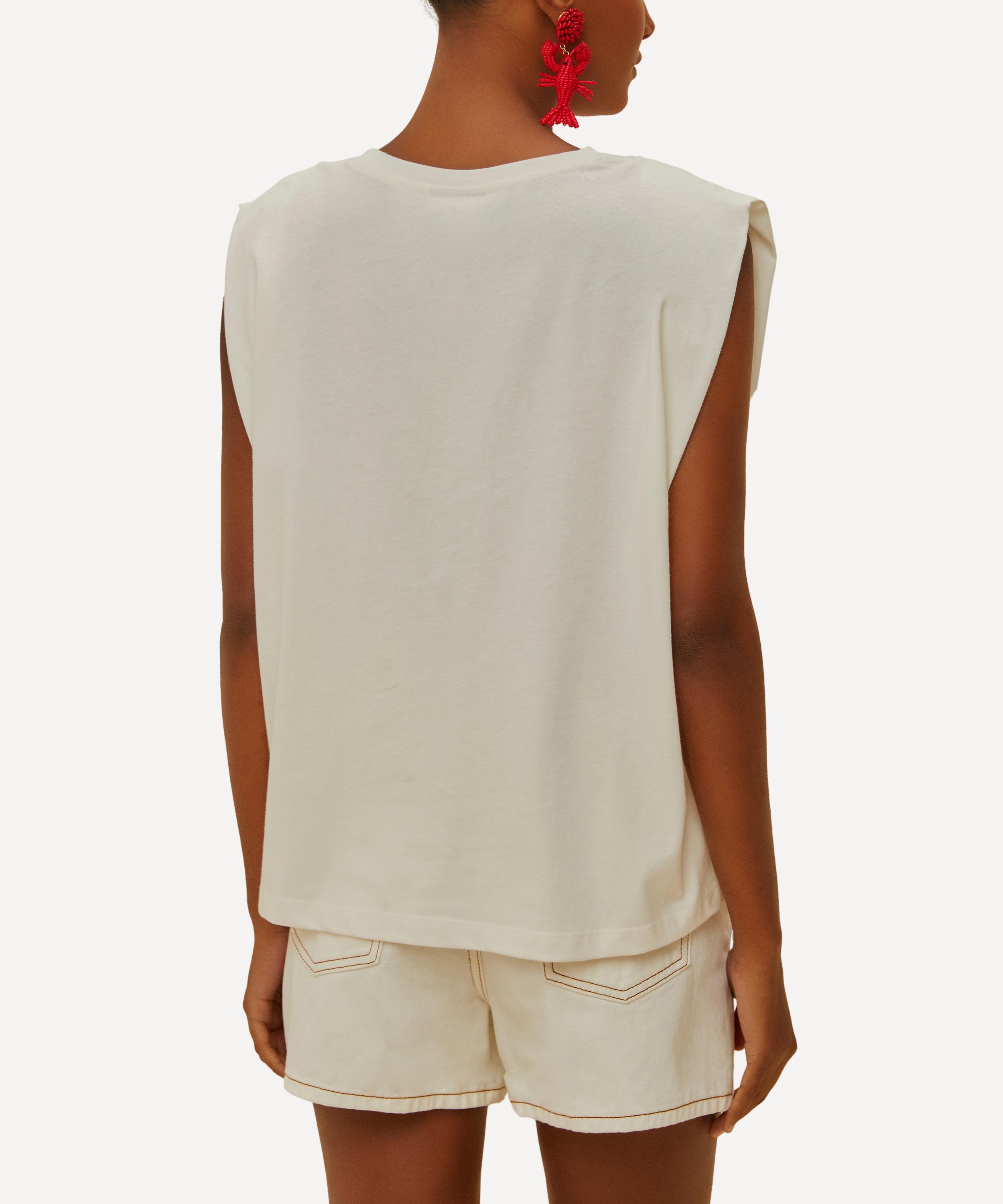 FARM Rio - Off-White Cross Stitch Flowers T-Shirt  image number 1