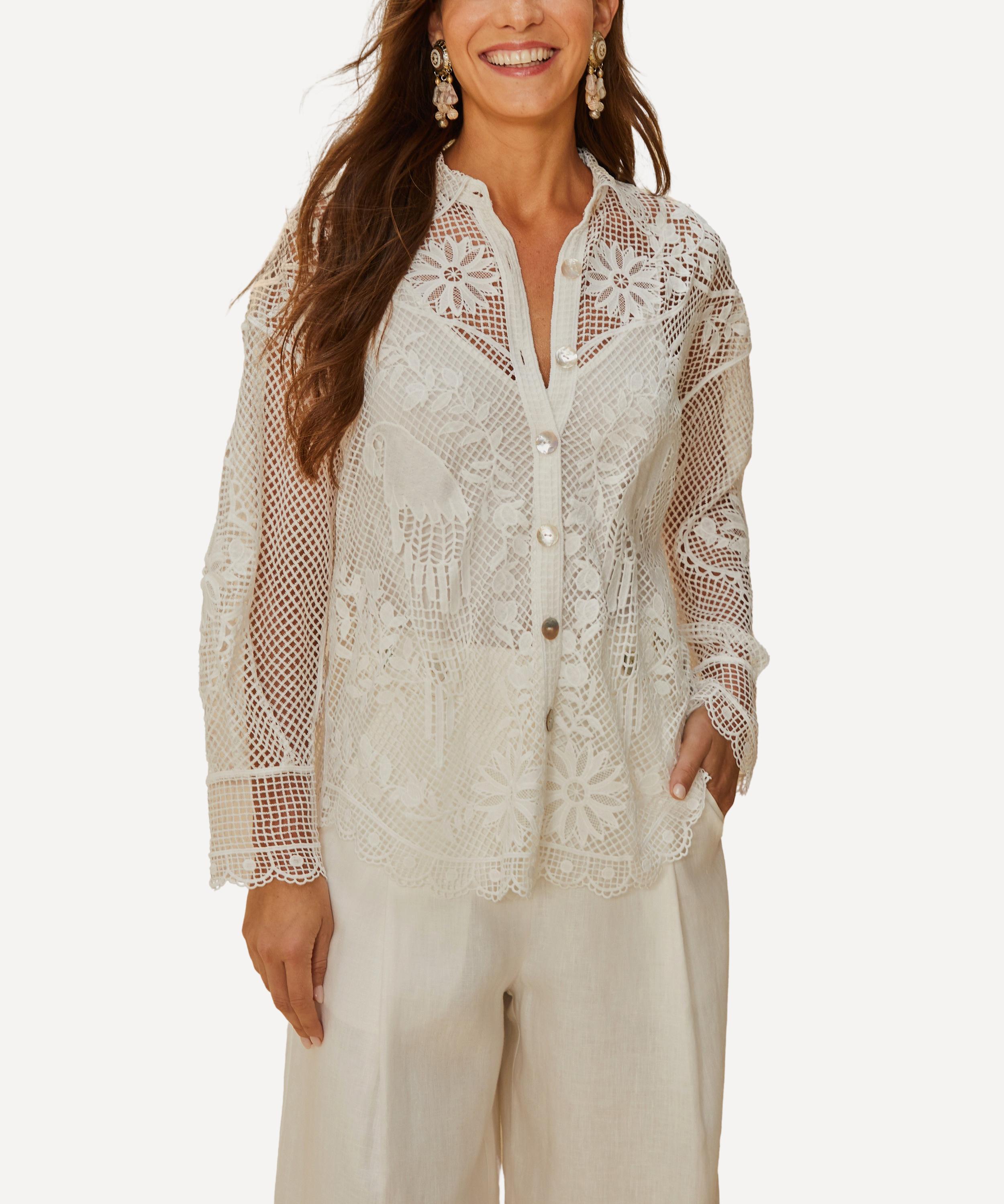 FARM Rio - White Landscape Guipure Shirt image number 0