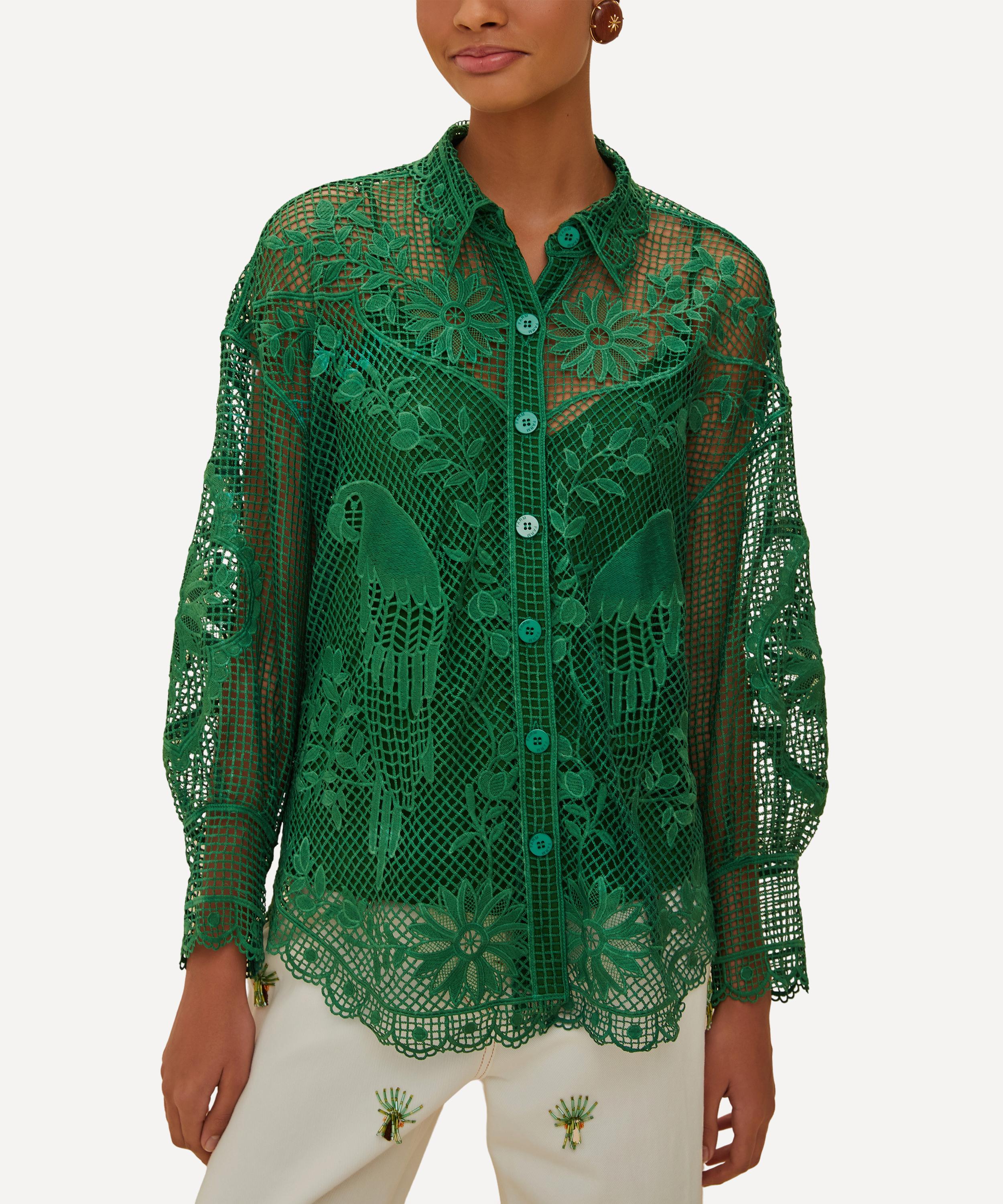 FARM Rio - Green Landscape Guipure Shirt image number 0