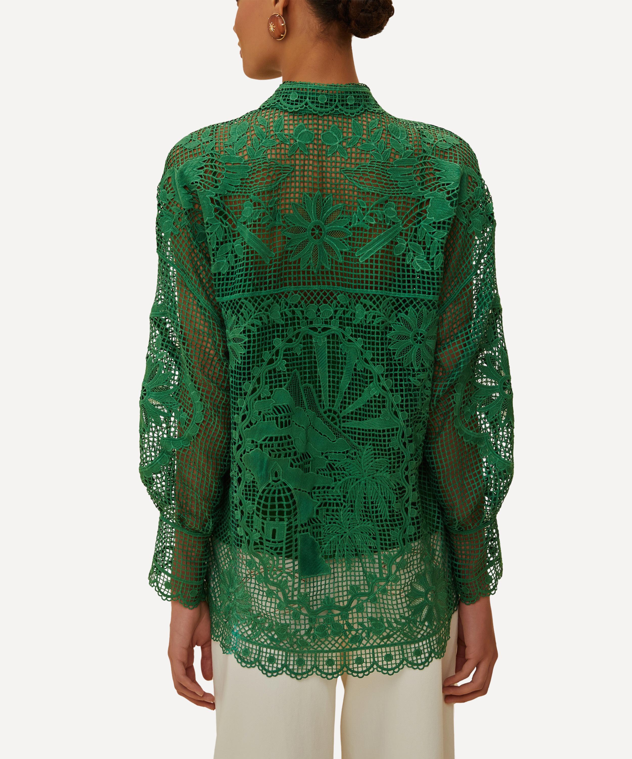 FARM Rio - Green Landscape Guipure Shirt image number 1