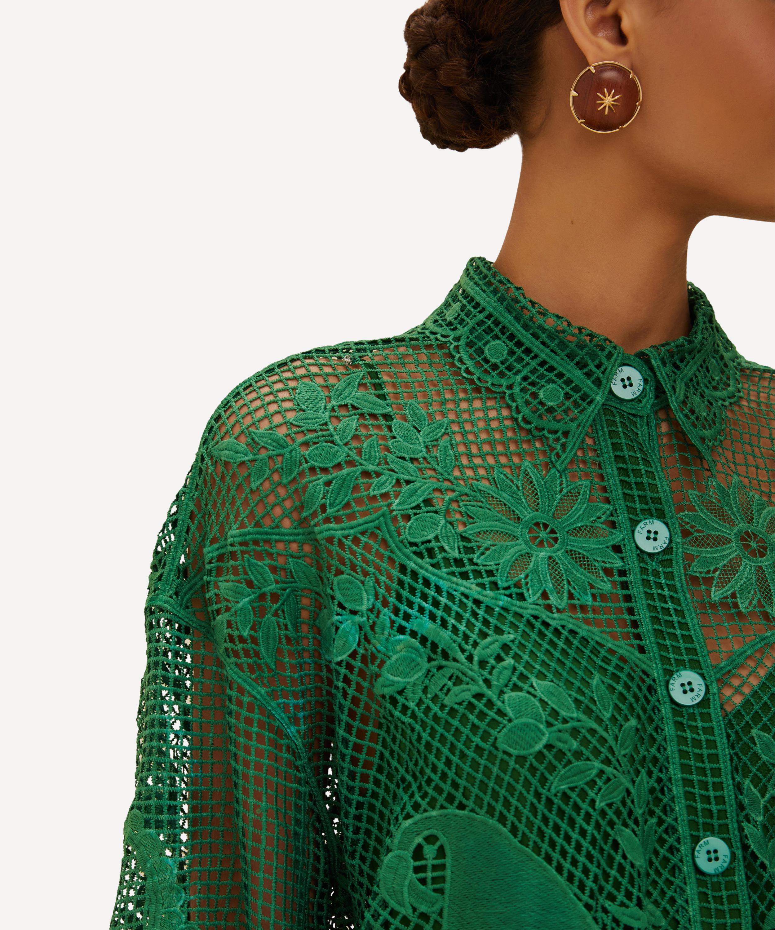 FARM Rio - Green Landscape Guipure Shirt image number 2