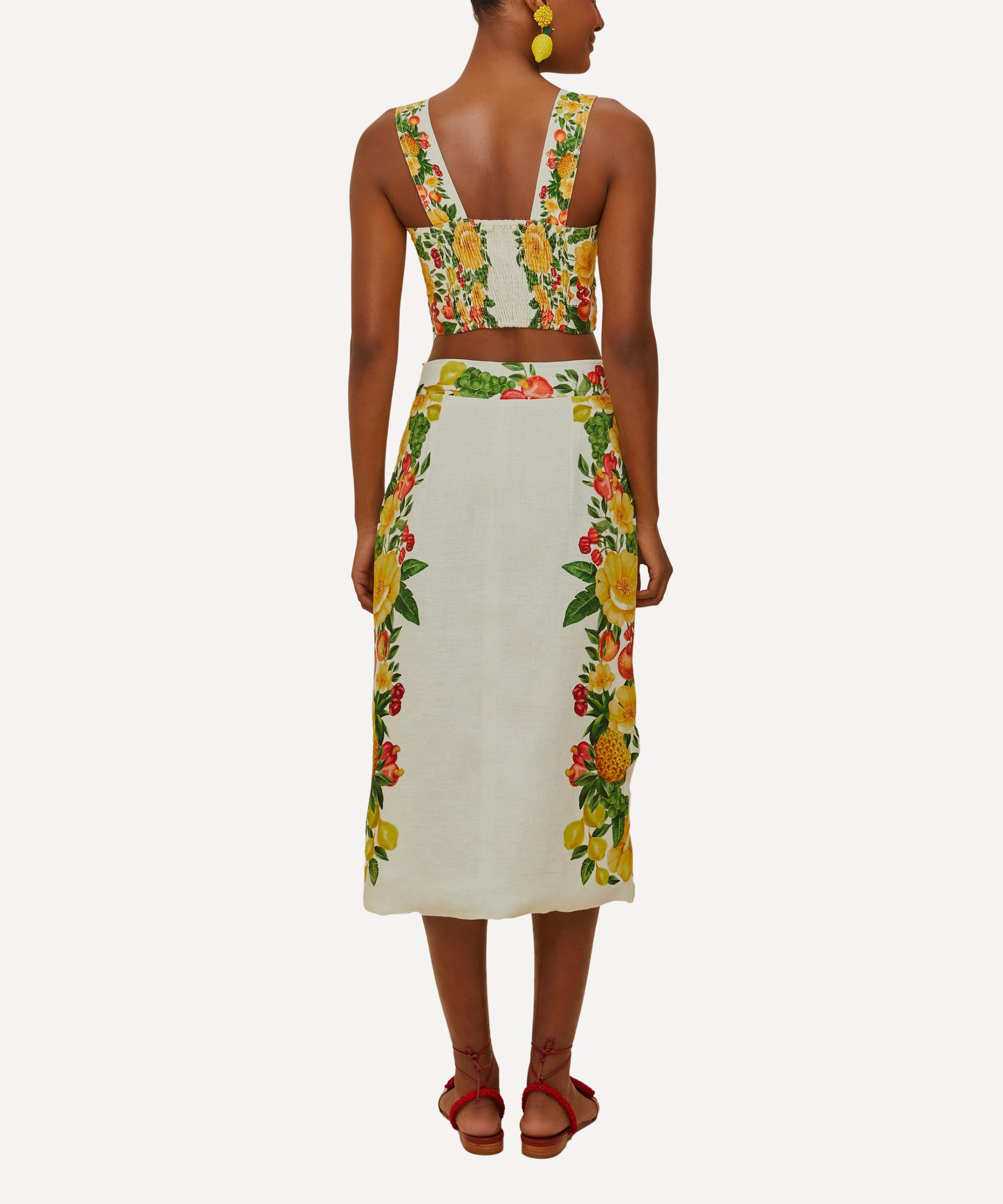 FARM Rio - Off-White Picnic Flowers Midi Skirt image number 1