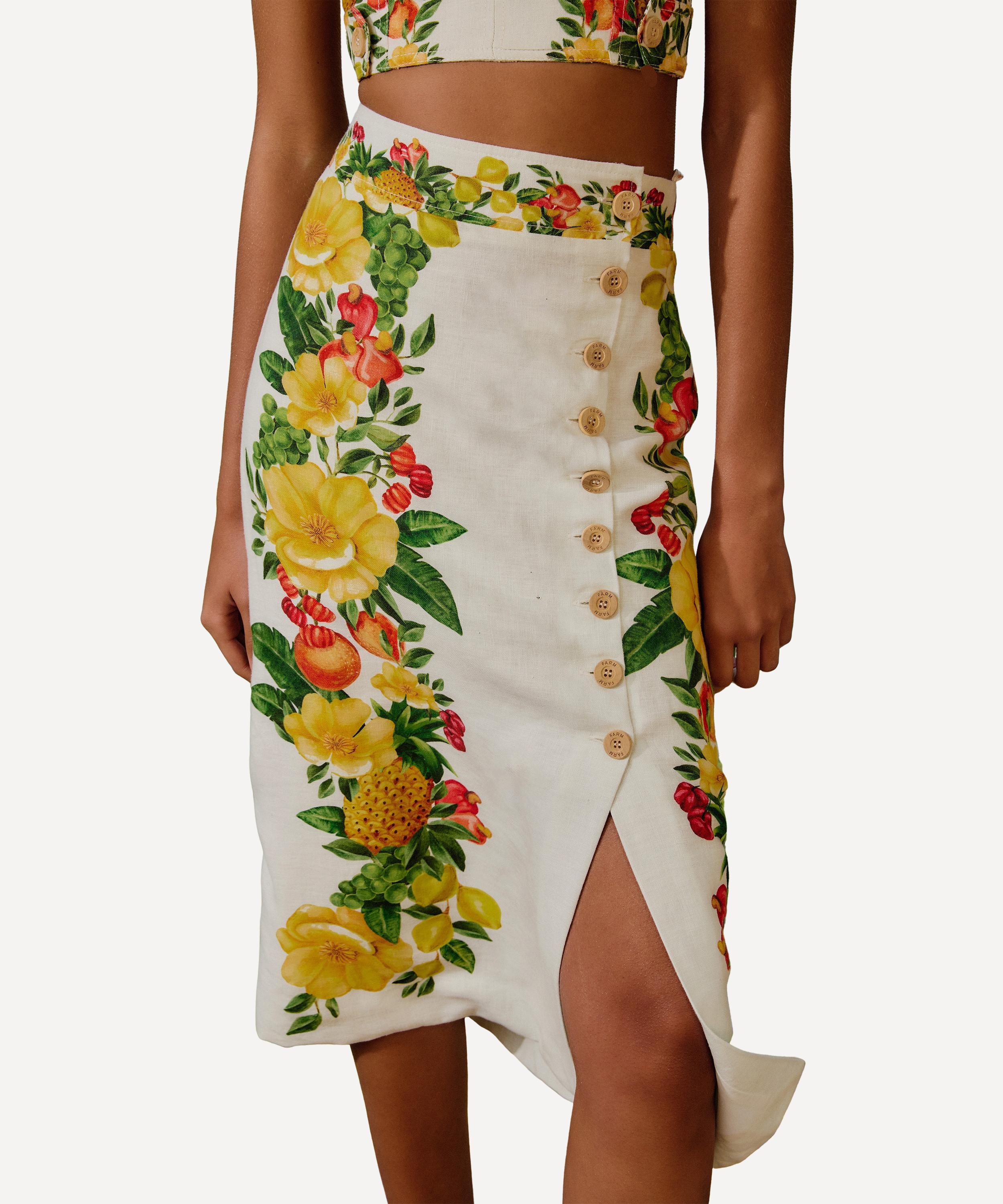 FARM Rio - Off-White Picnic Flowers Midi Skirt image number 2