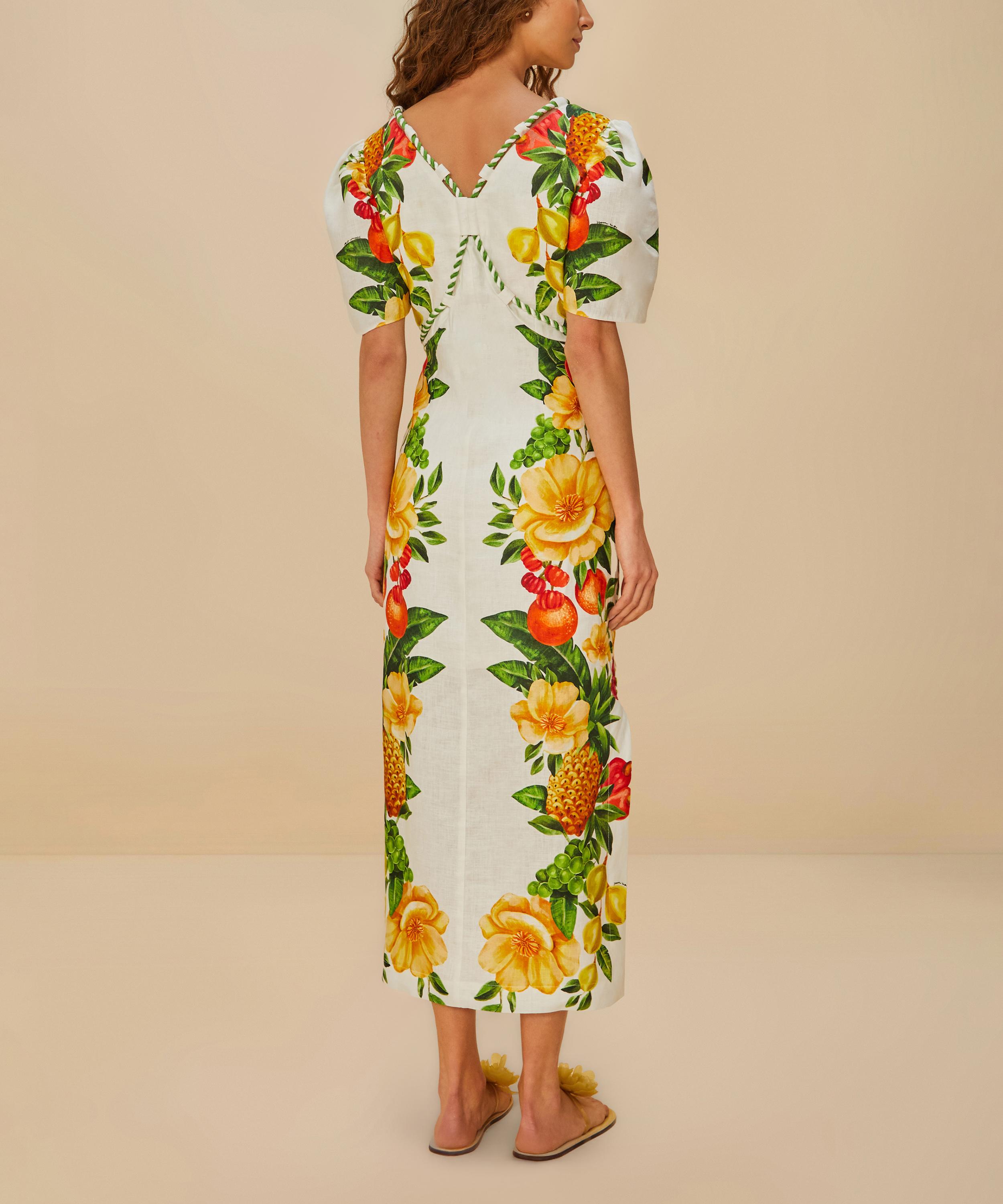 FARM Rio - Off-White Picnic Flowers Short-Sleeve Maxi Dress image number 1