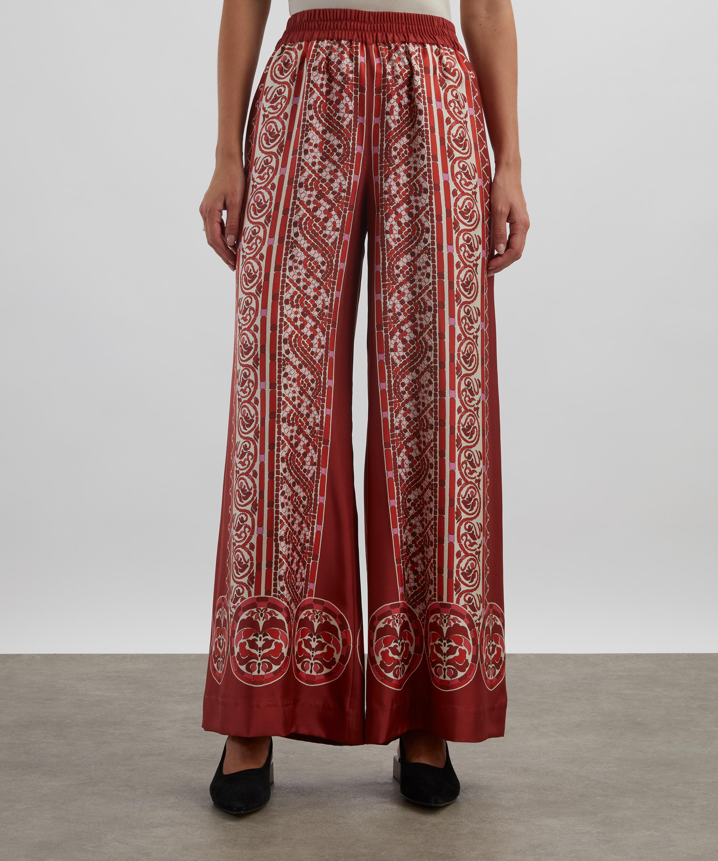 La DoubleJ - Cobra Placée Red Silk Twill Palazzo Trousers  image number 2