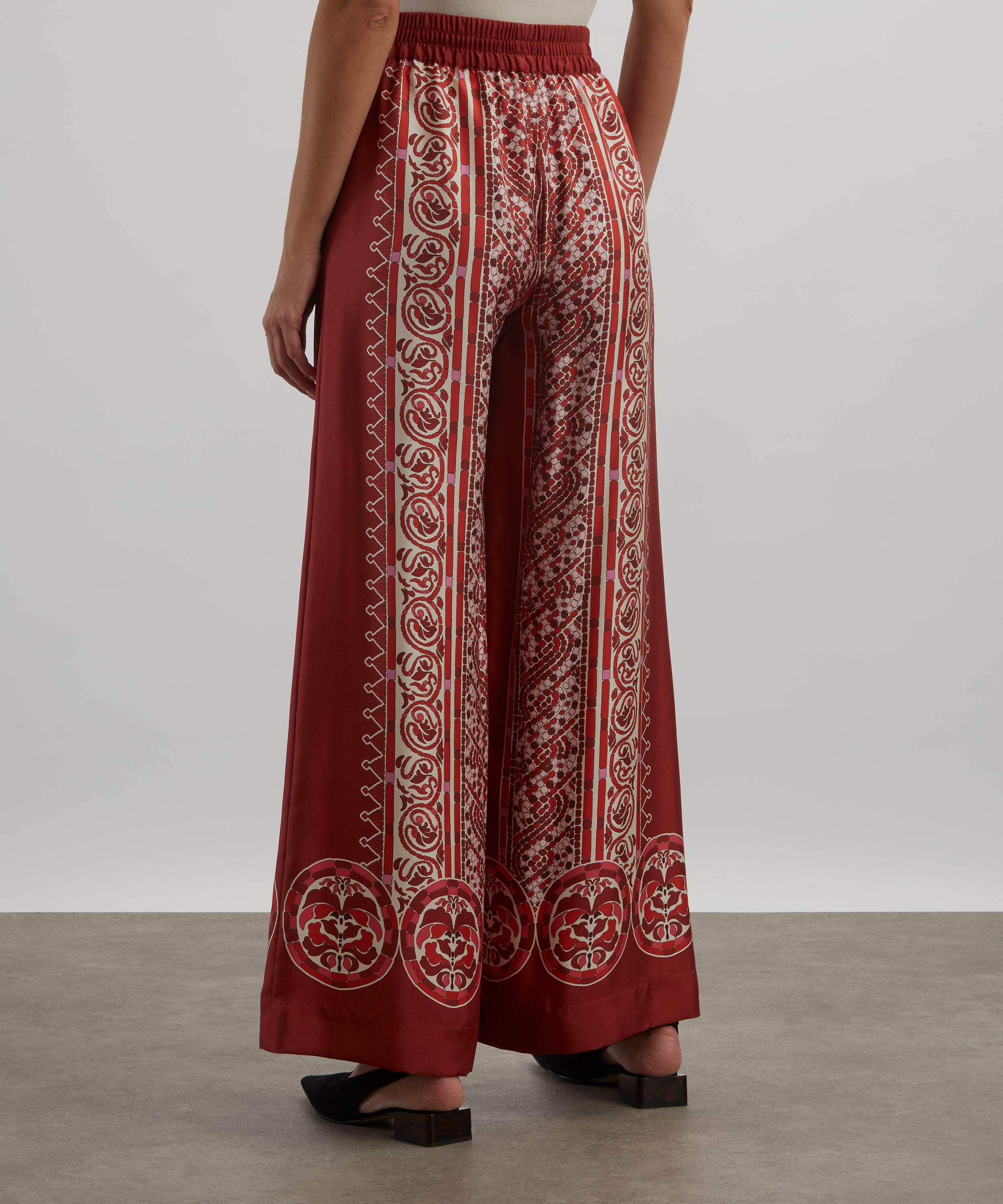 La DoubleJ - Cobra Placée Red Silk Twill Palazzo Trousers  image number 3