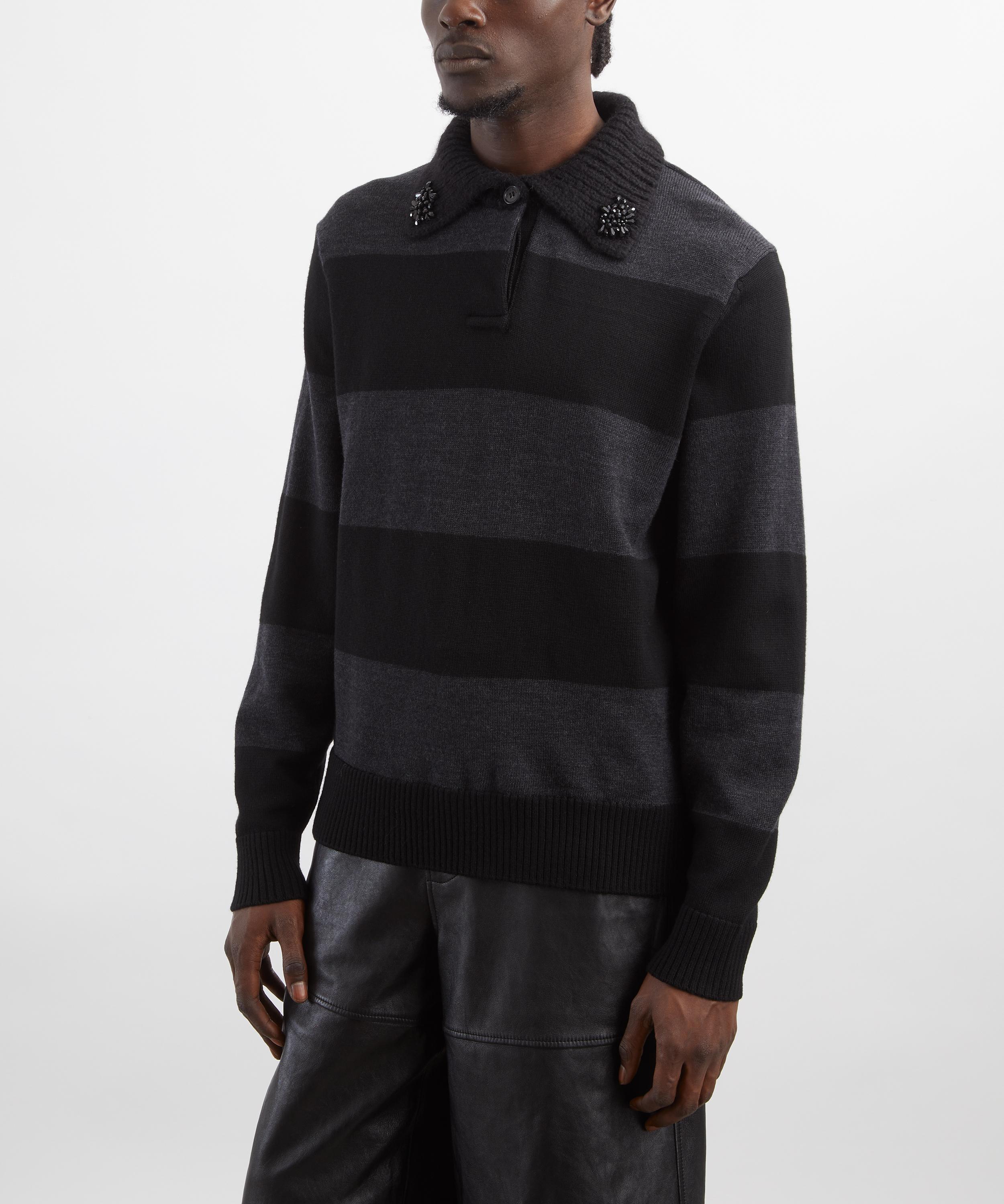 Simone Rocha - Embellished Fuzzy Collar Rugby Jumper image number 2