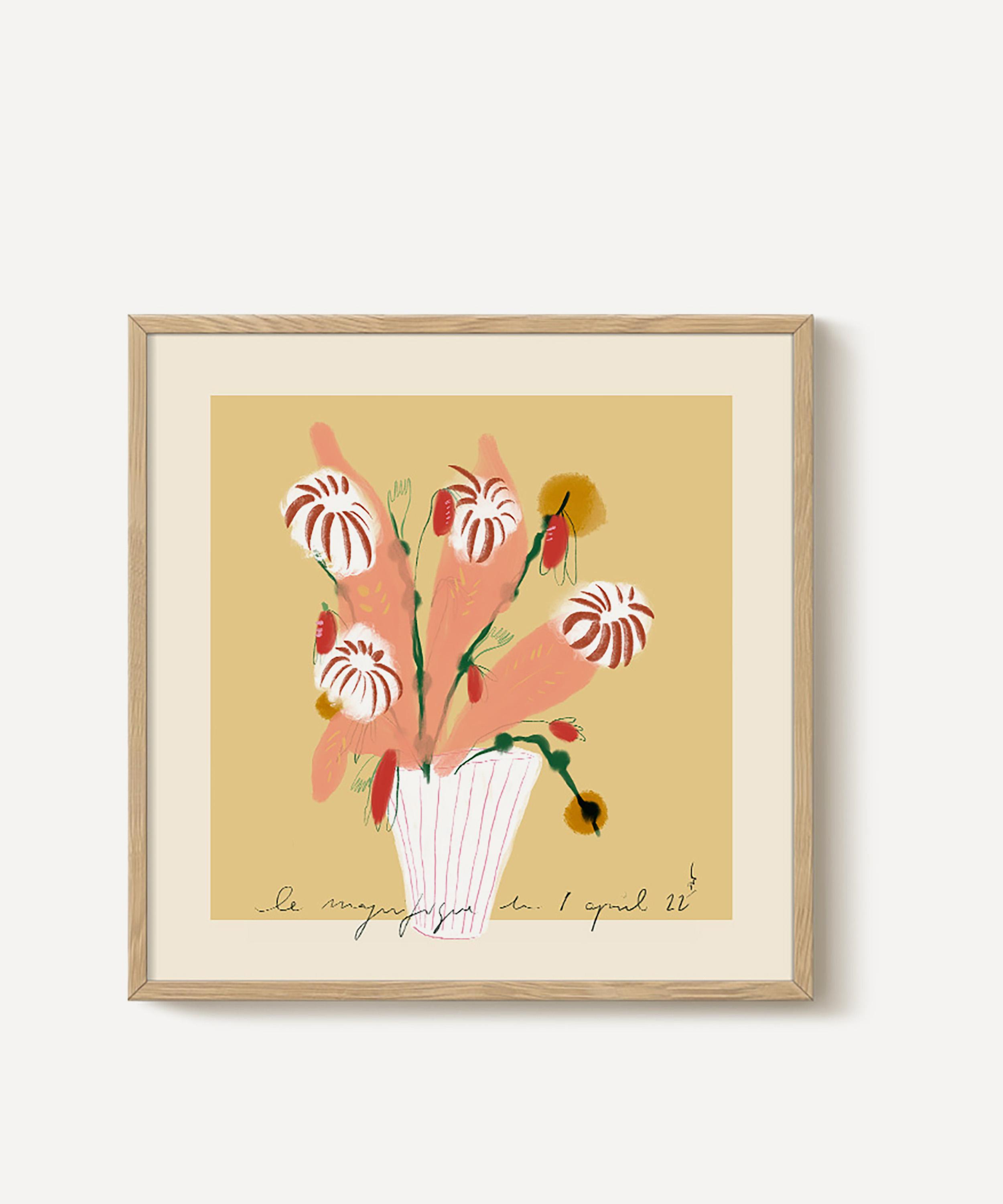 PSTR Studio - Das Rotes Rabbit Flowers Framed Print image number 0