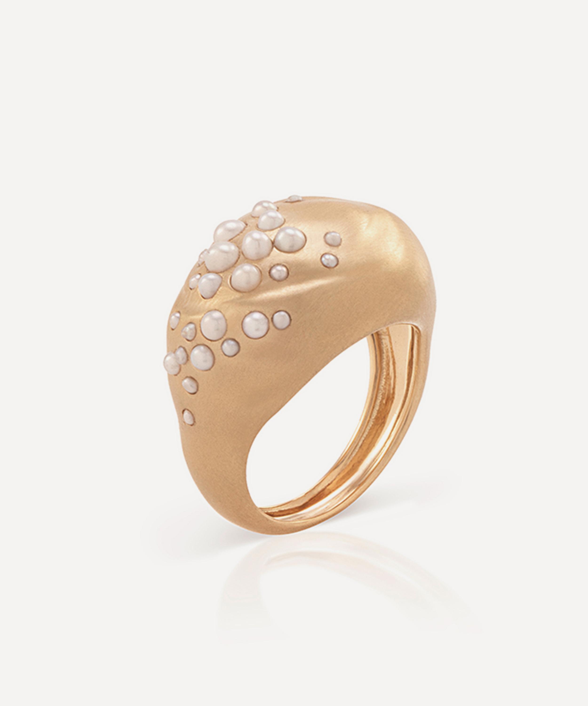 Nada Ghazal - 18ct Gold Pop of Hope Pearl Oval Ring image number 0