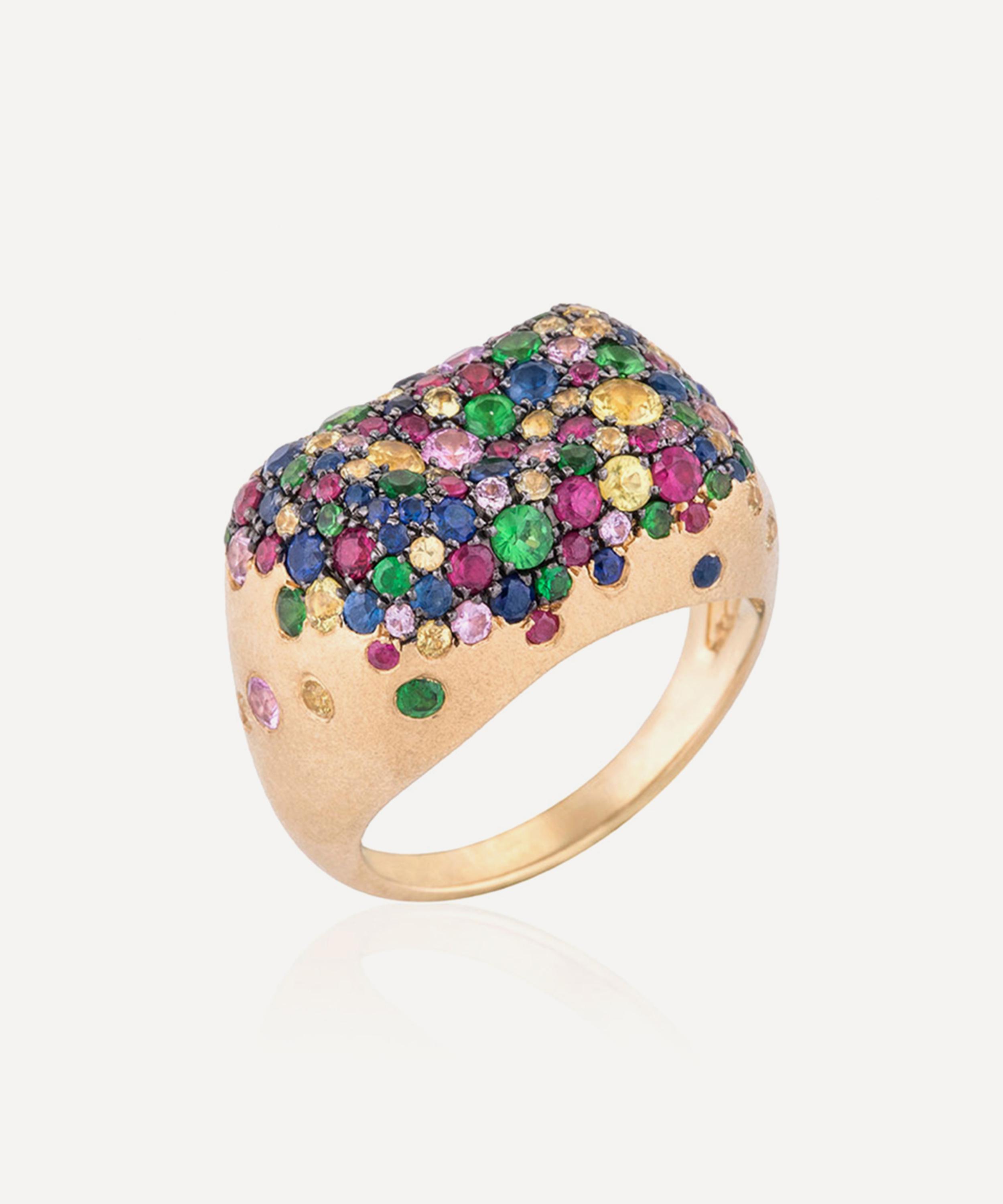 Nada Ghazal - 18ct Gold Baby Malak Rectangle Bonbon Ring image number 0