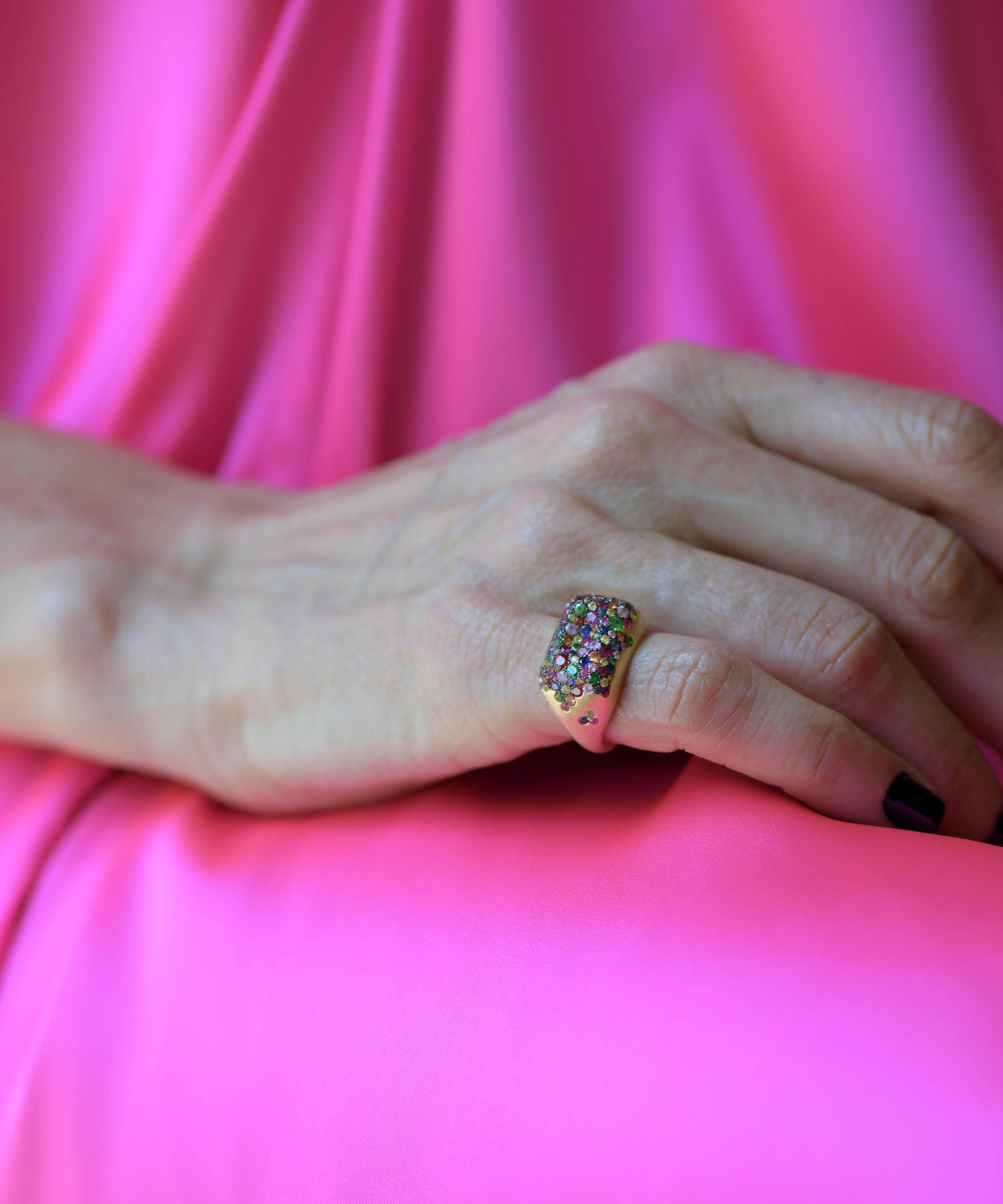 Nada Ghazal - 18ct Gold Baby Malak Rectangle Bonbon Ring