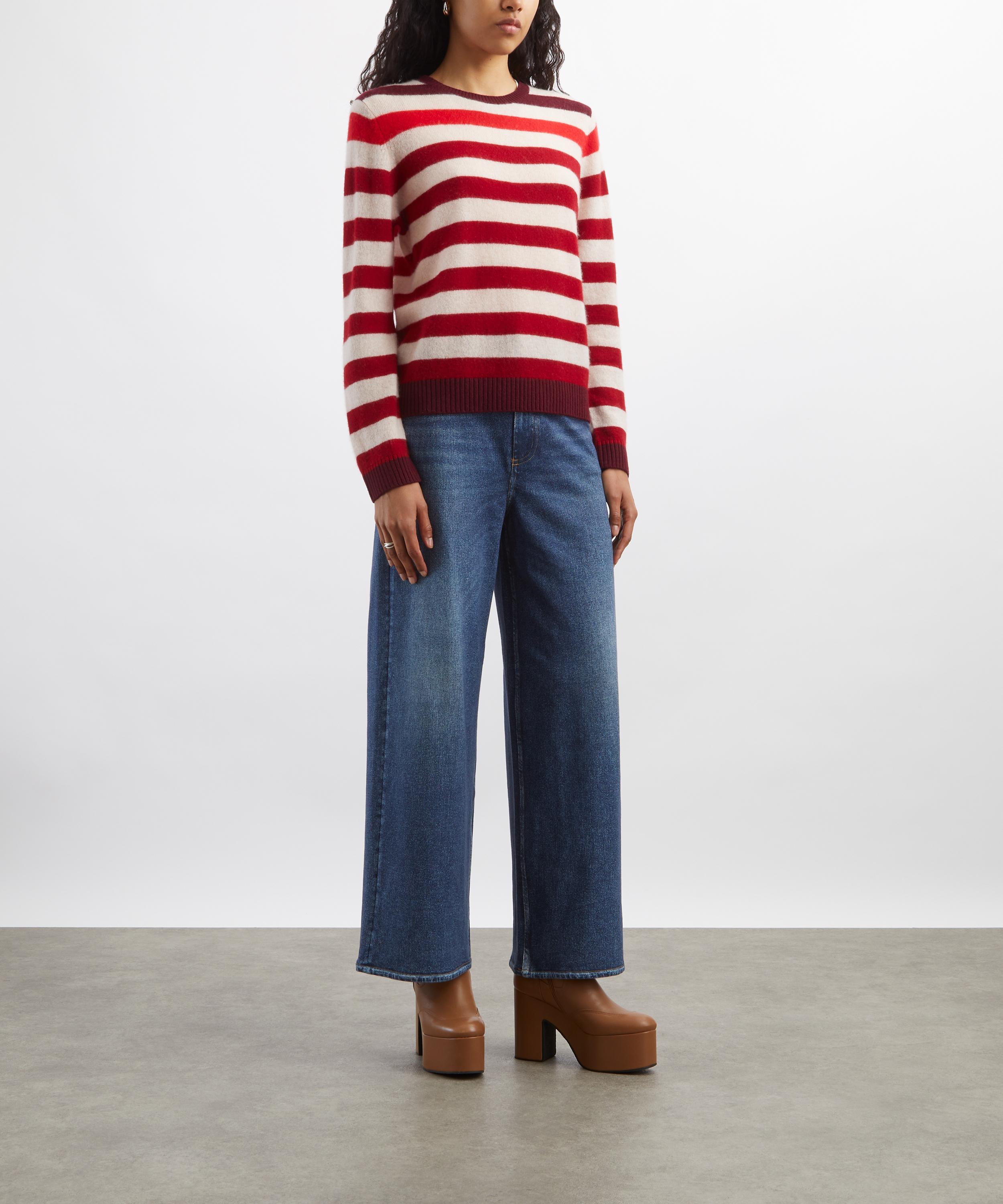 Jumper 1234 - Burgundy Gradient Stripe Cashmere Jumper image number 1