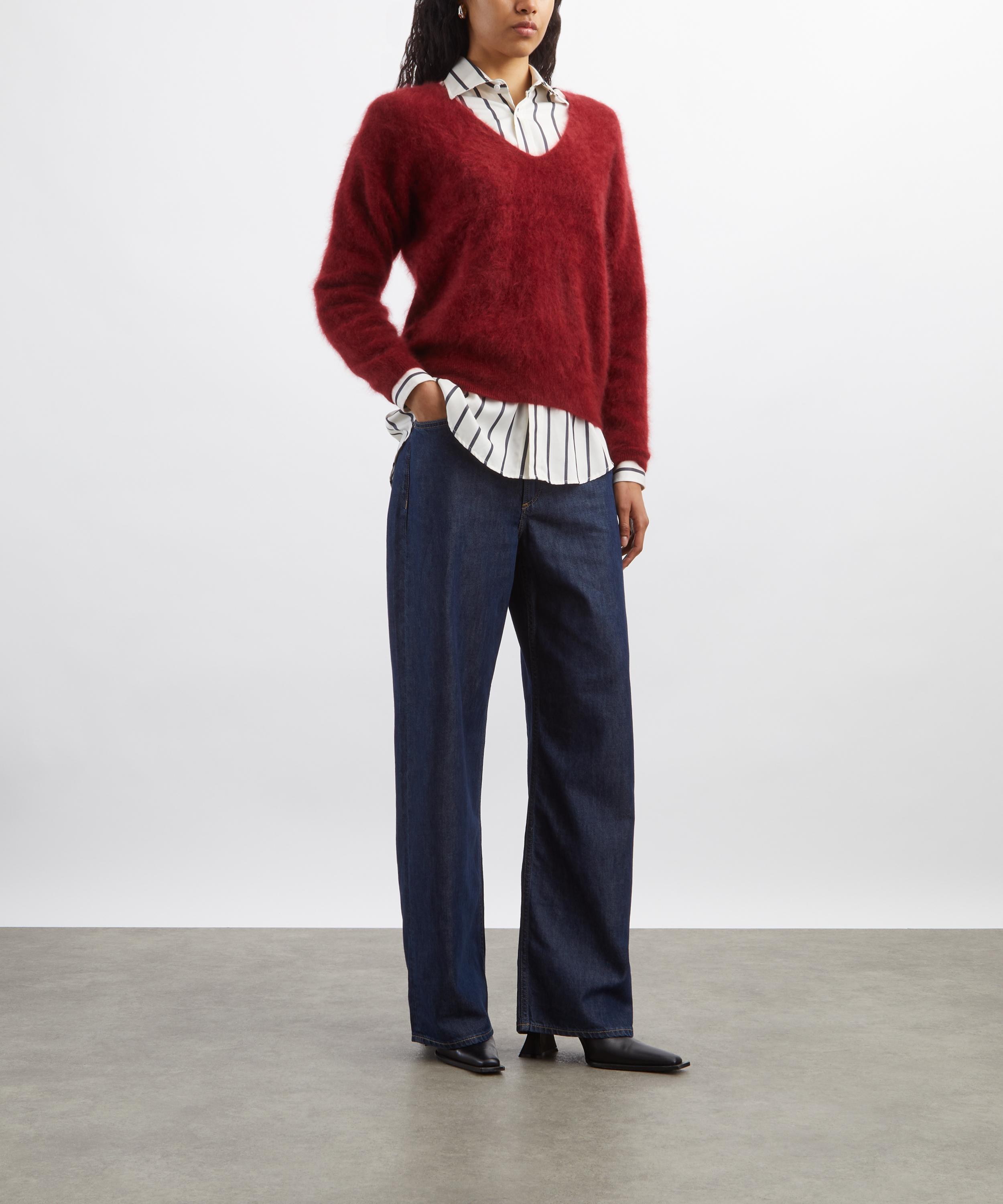 Jumper 1234 - Rouge Brushed Cashmere V-Neck Jumper image number 1