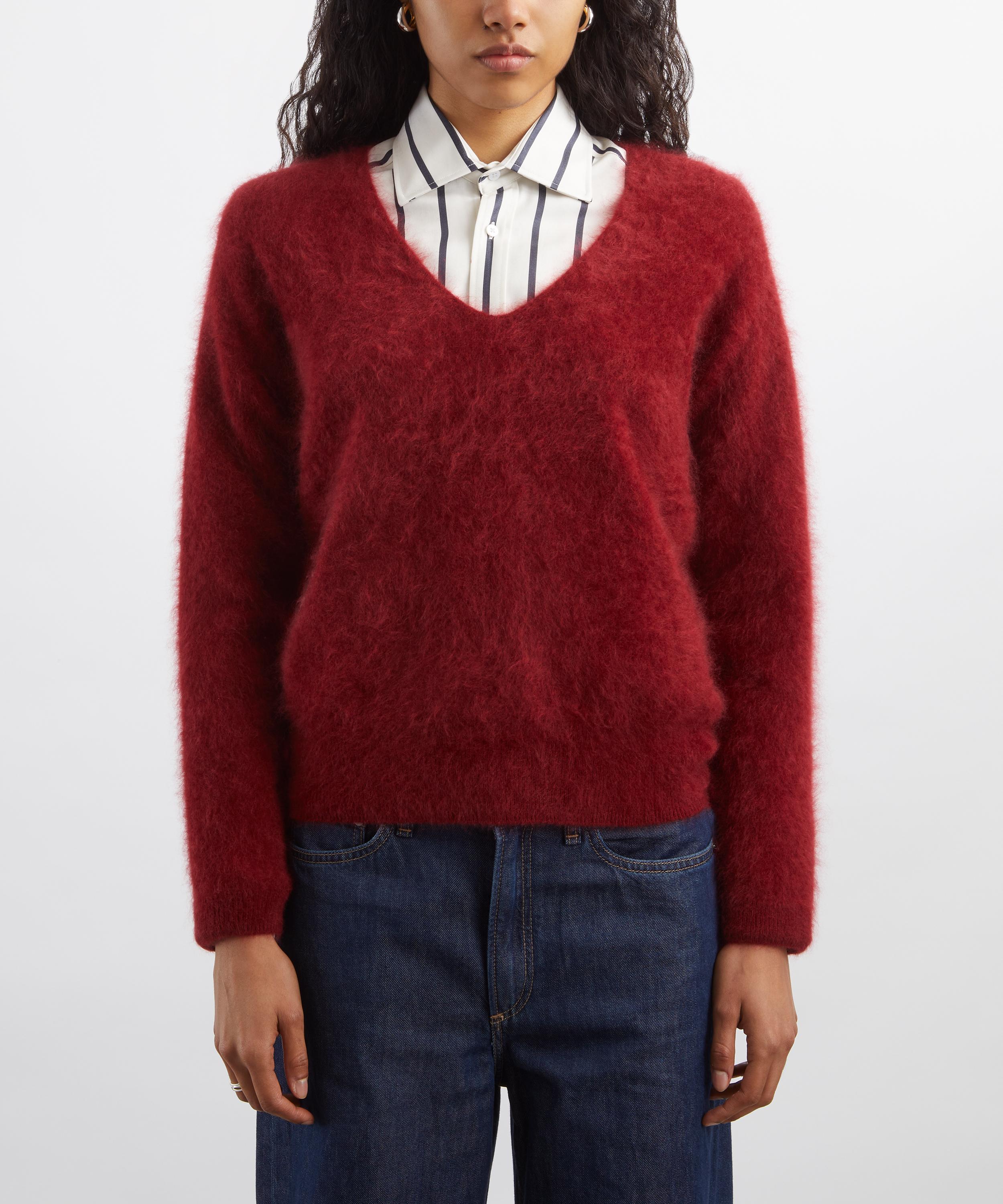 Jumper 1234 - Rouge Brushed Cashmere V-Neck Jumper image number 2