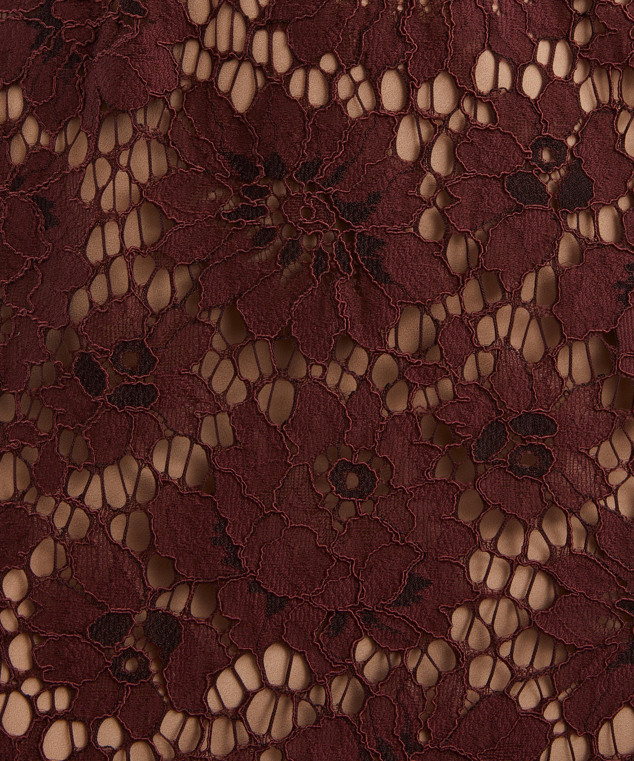 Self-Portrait - Burgundy Floral Lace Midi Dress image number 4