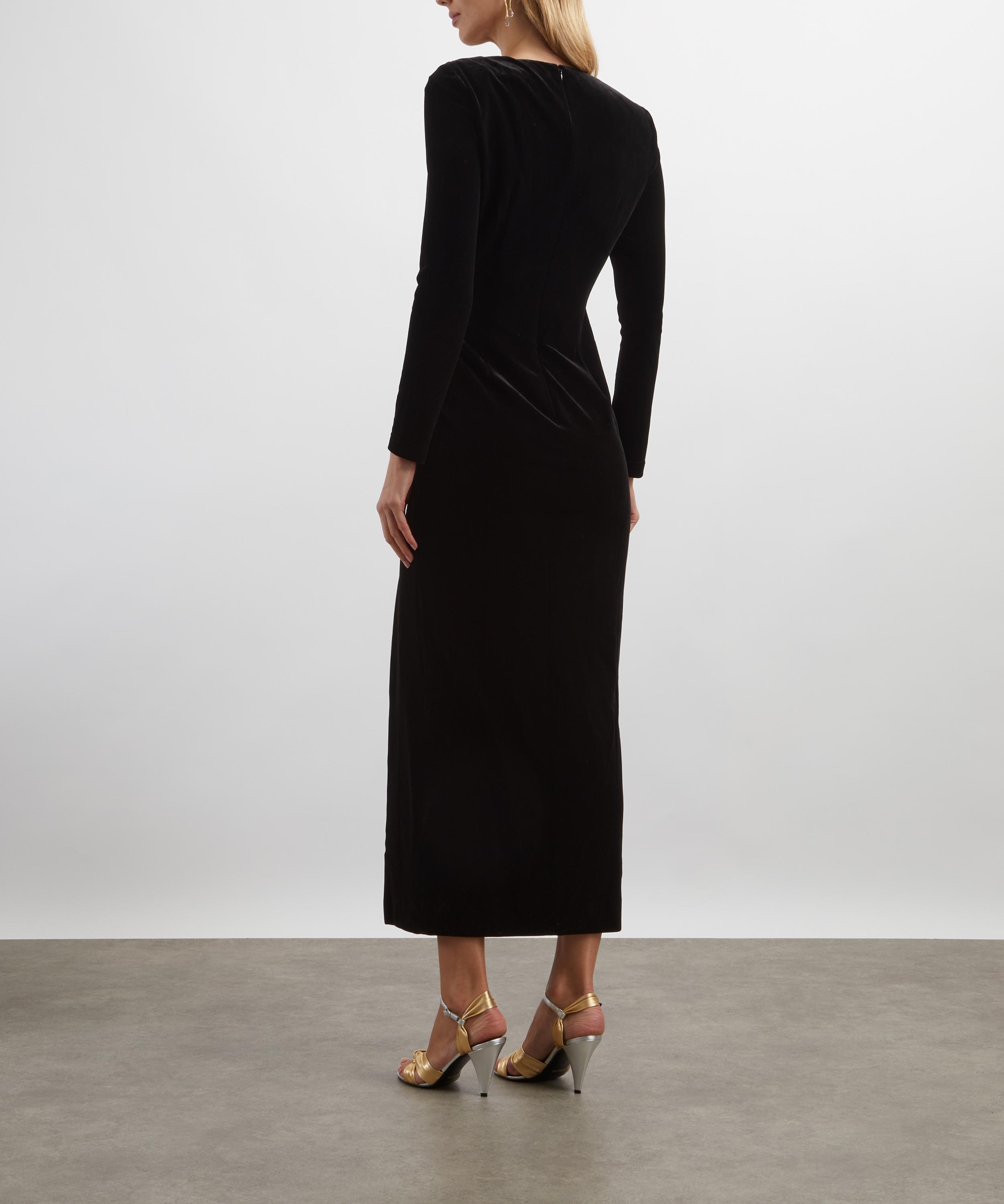 Self-Portrait - Black Velvet Embellished Midi Dress image number 3