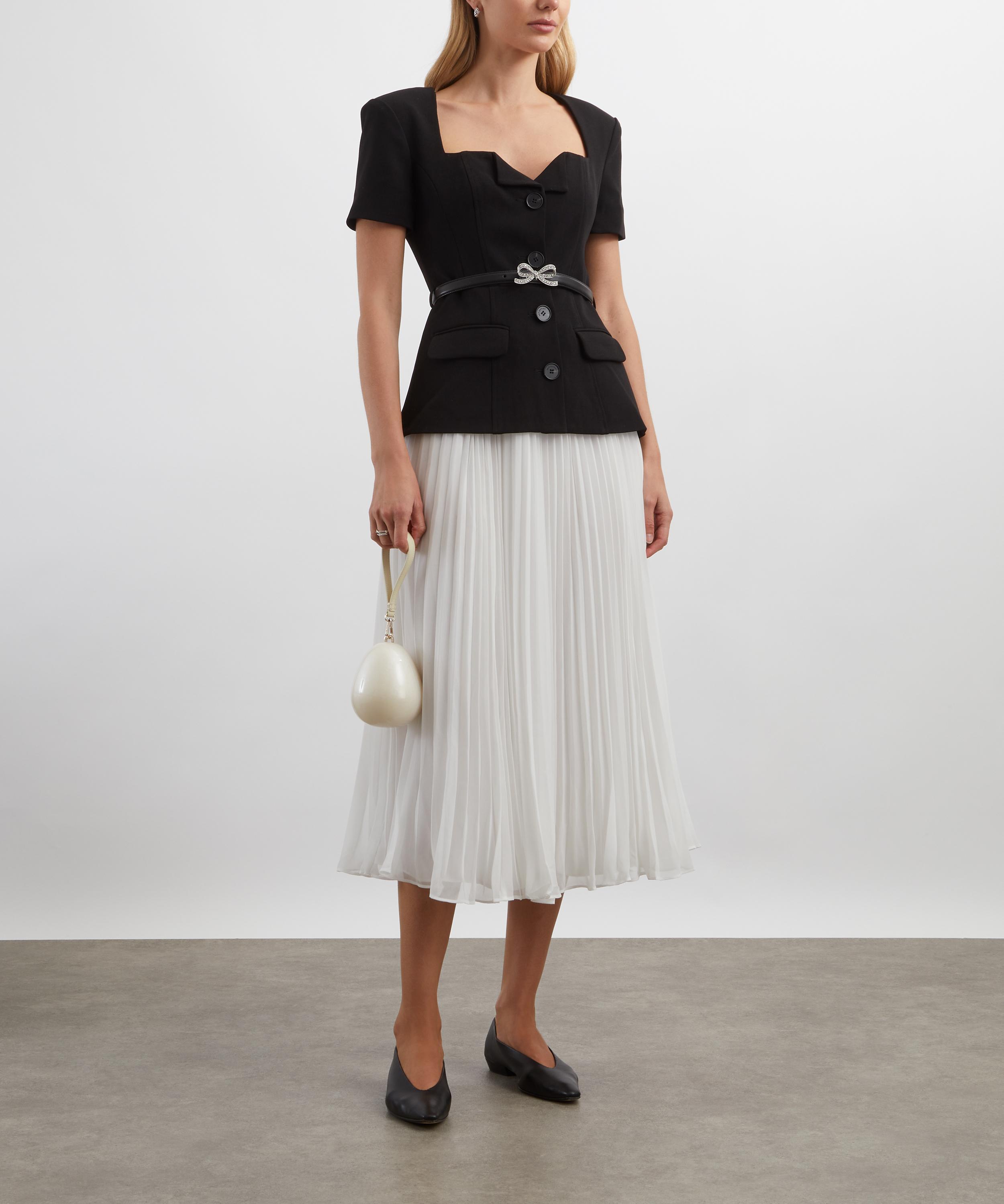 Self-Portrait - Black Tailored Contrast Chiffon Midi Dress image number 1