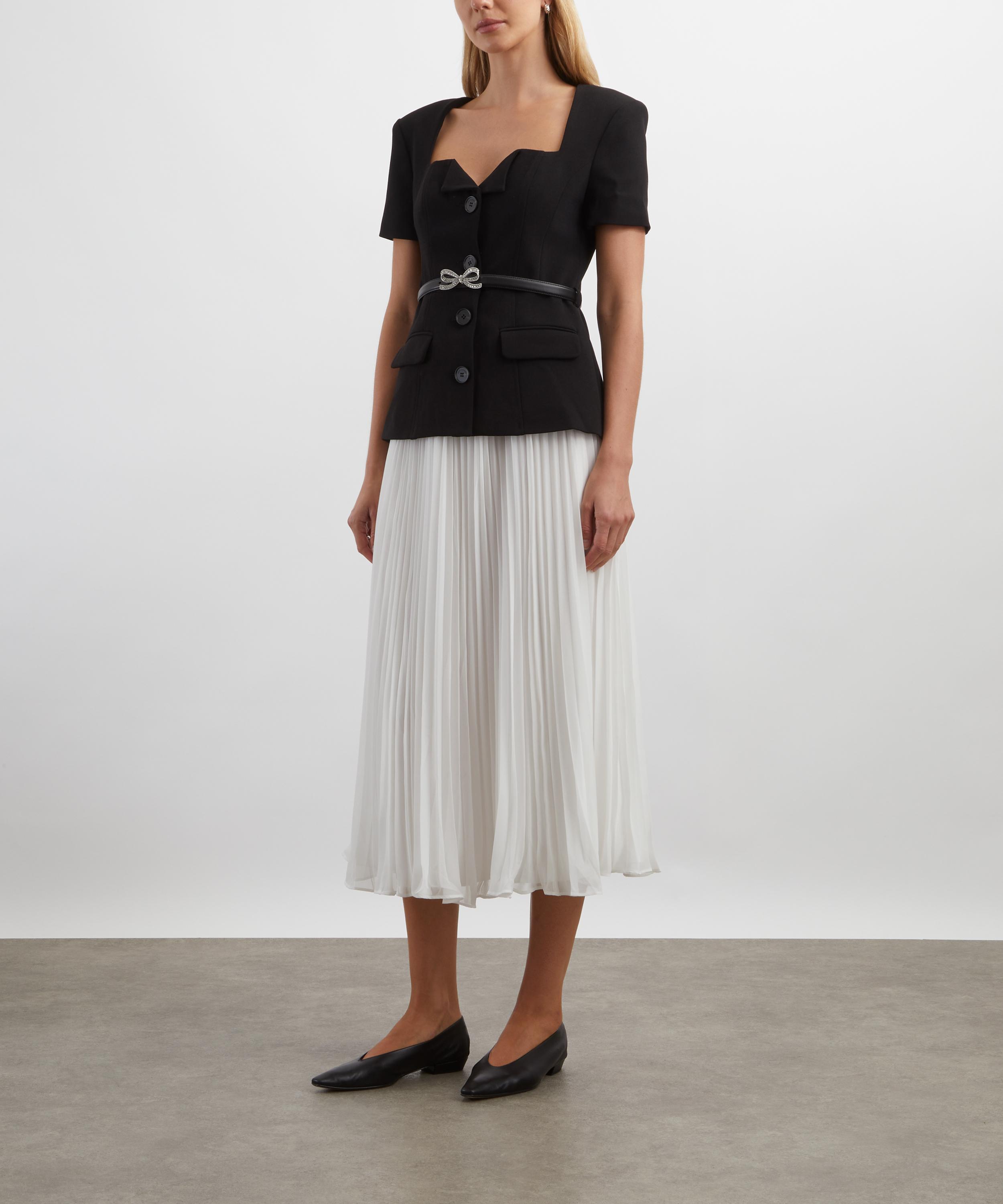Self-Portrait - Black Tailored Contrast Chiffon Midi Dress image number 2
