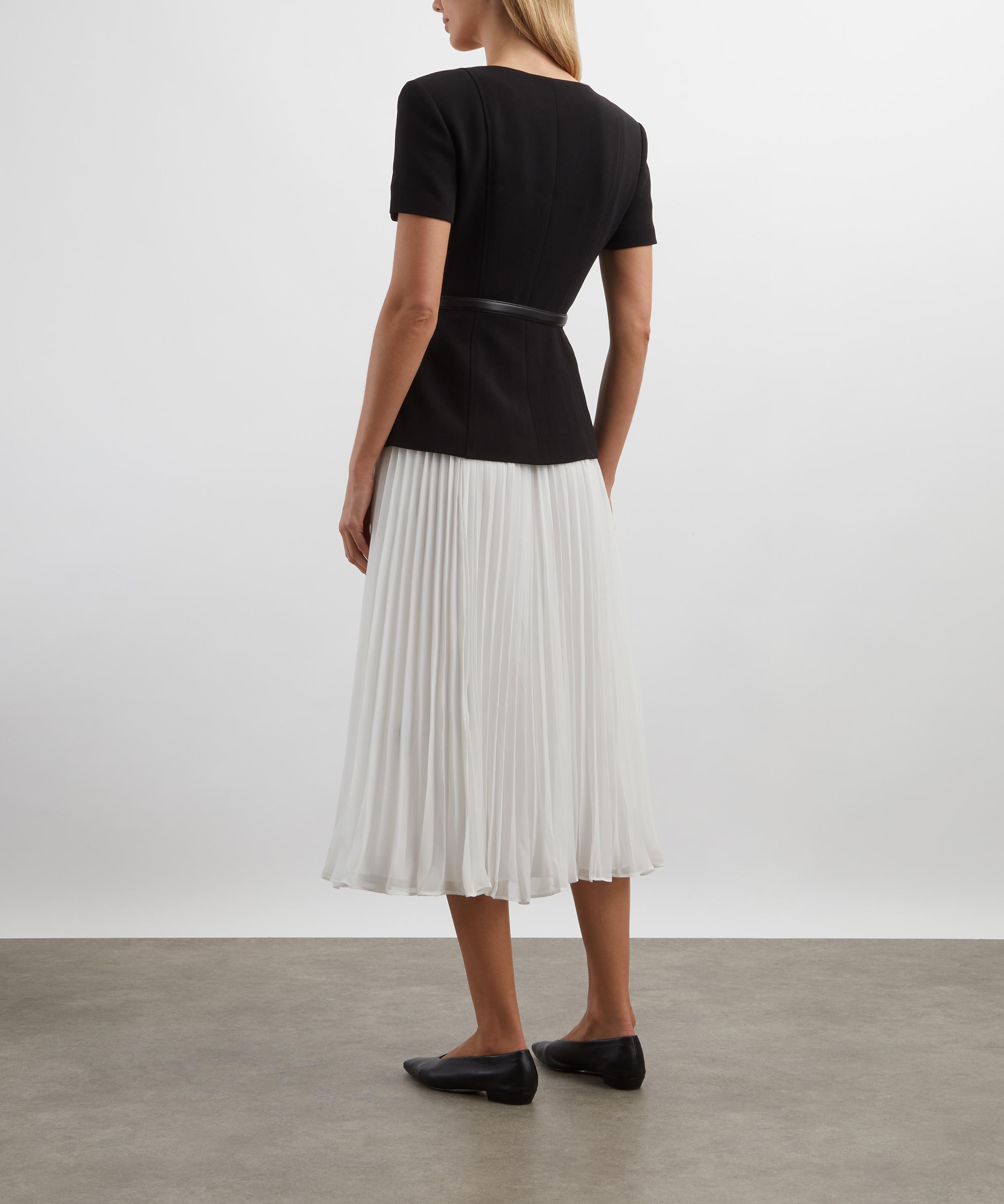 Self-Portrait - Black Tailored Contrast Chiffon Midi Dress image number 3