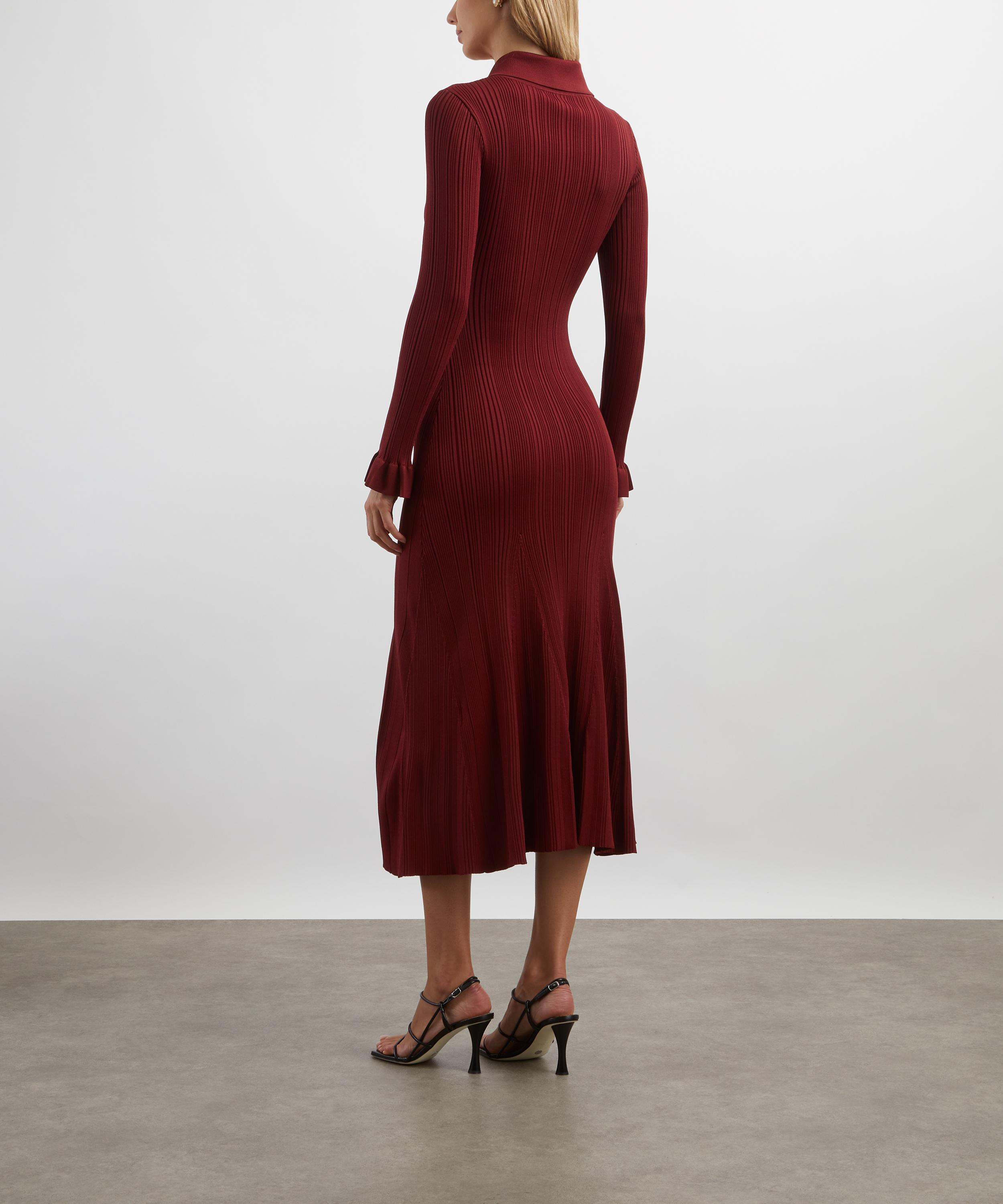 Self-Portrait - Burgundy Ribbed Knit Midi Dress image number 3